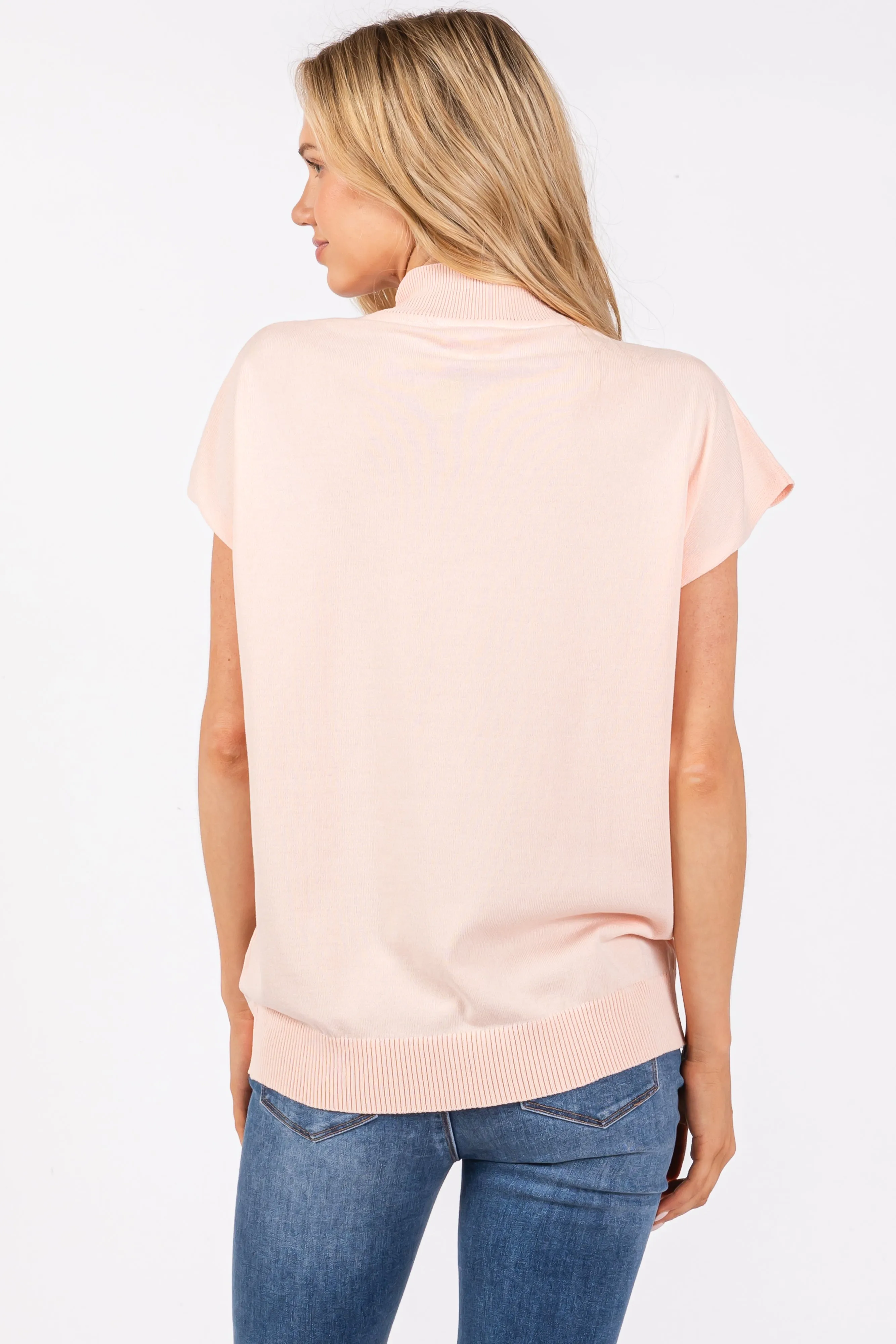 Light Pink Mock Neck Knit Top sold by Pinkblush product image thumbnail 3