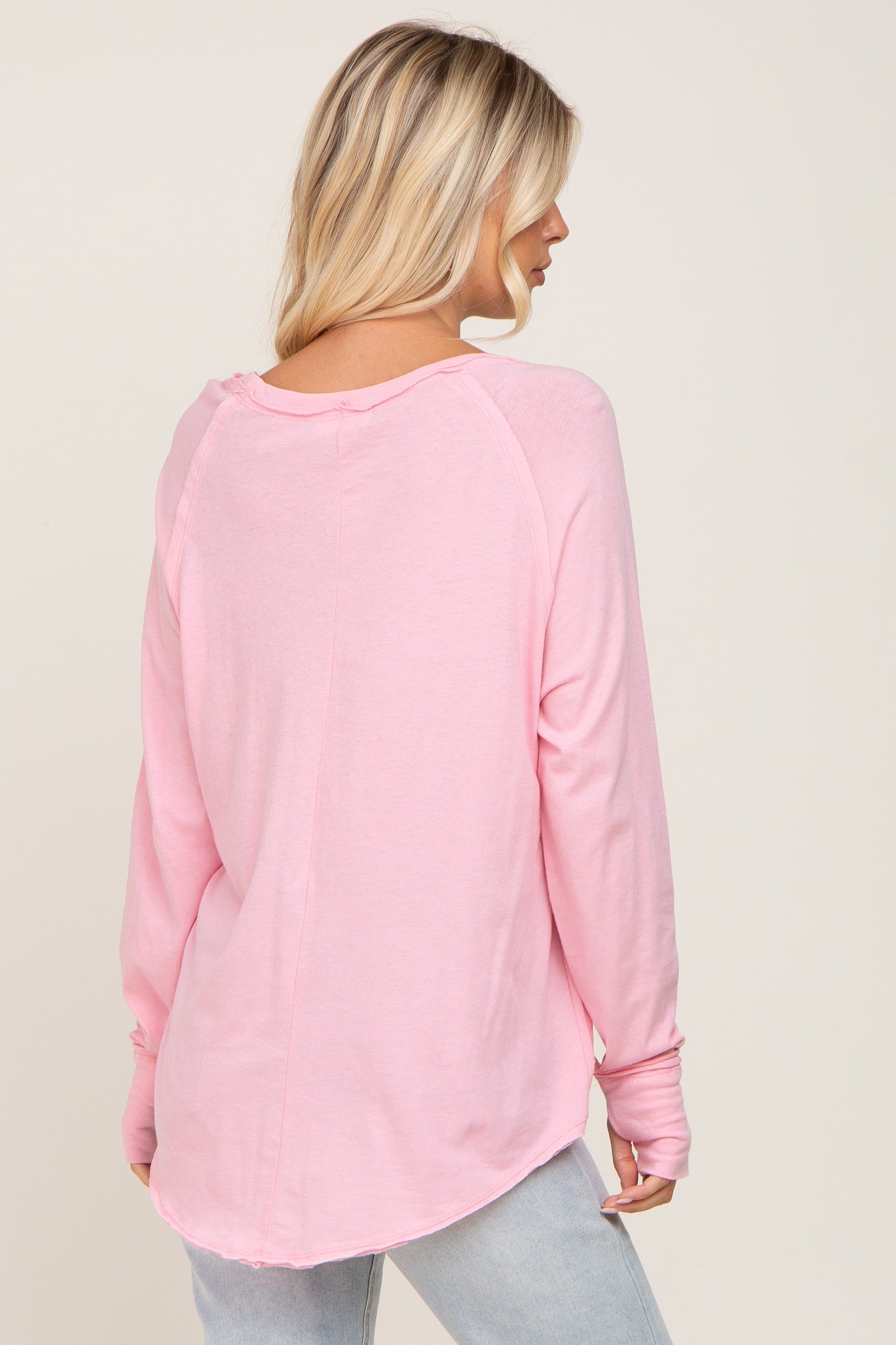 Pink Distressed Seam Long Sleeve Top sold by Pinkblush product image thumbnail 3