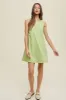 Lime Cotton Linen A-Line Mini Dress sold by Pinkblush