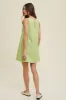Lime Cotton Linen A-Line Mini Dress sold by Pinkblush
