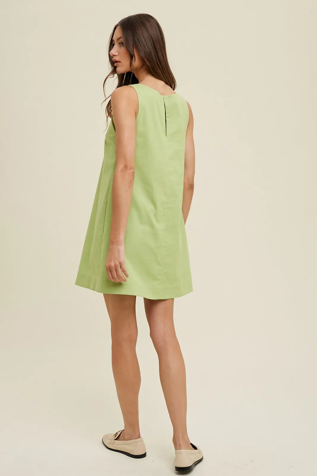 Lime Cotton Linen A-Line Mini Dress sold by Pinkblush product image thumbnail 4
