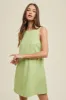 Lime Cotton Linen A-Line Mini Dress sold by Pinkblush