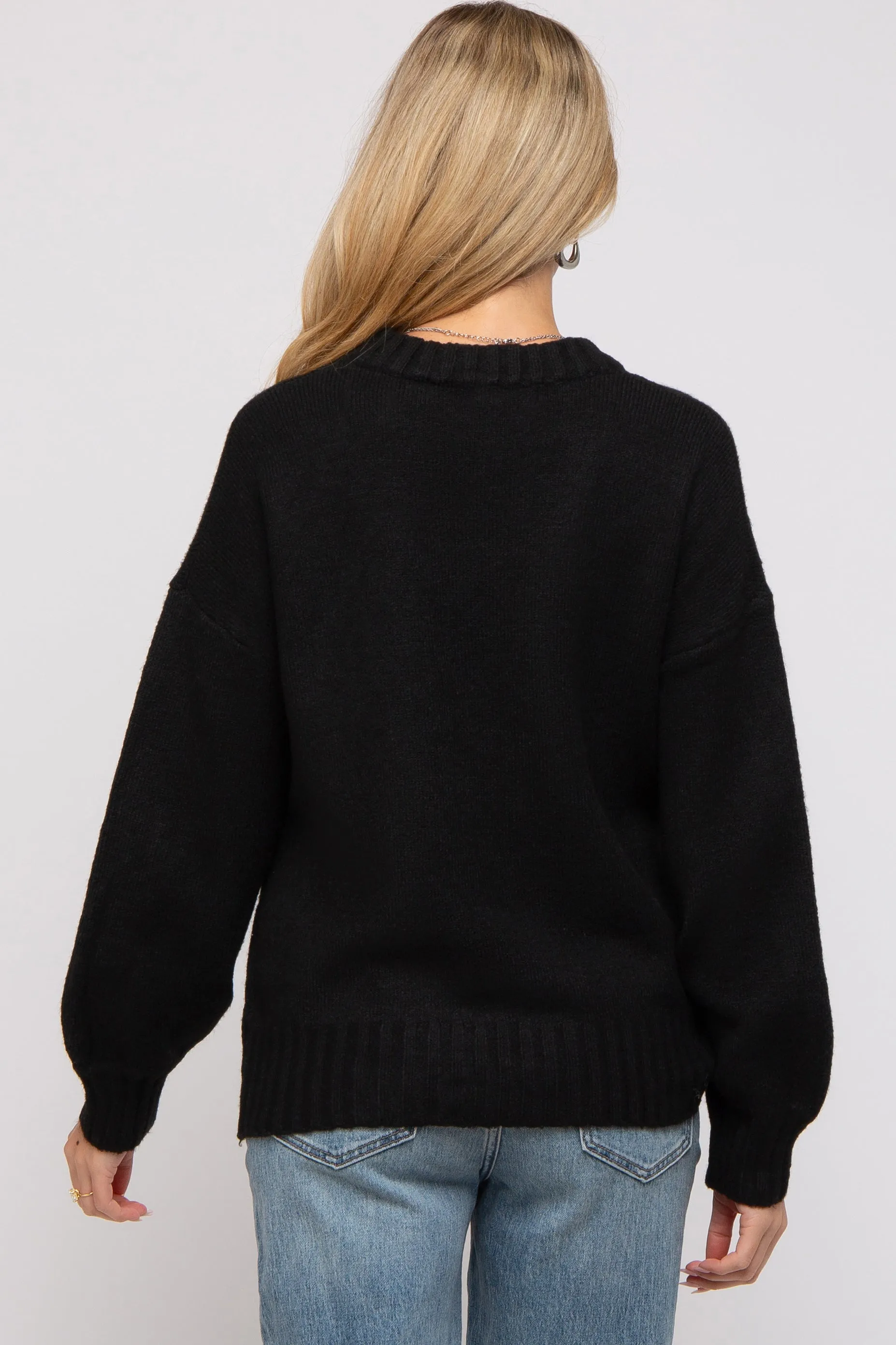 Black Ribbed Cuff Maternity Sweater sold by Pinkblush product image thumbnail 3