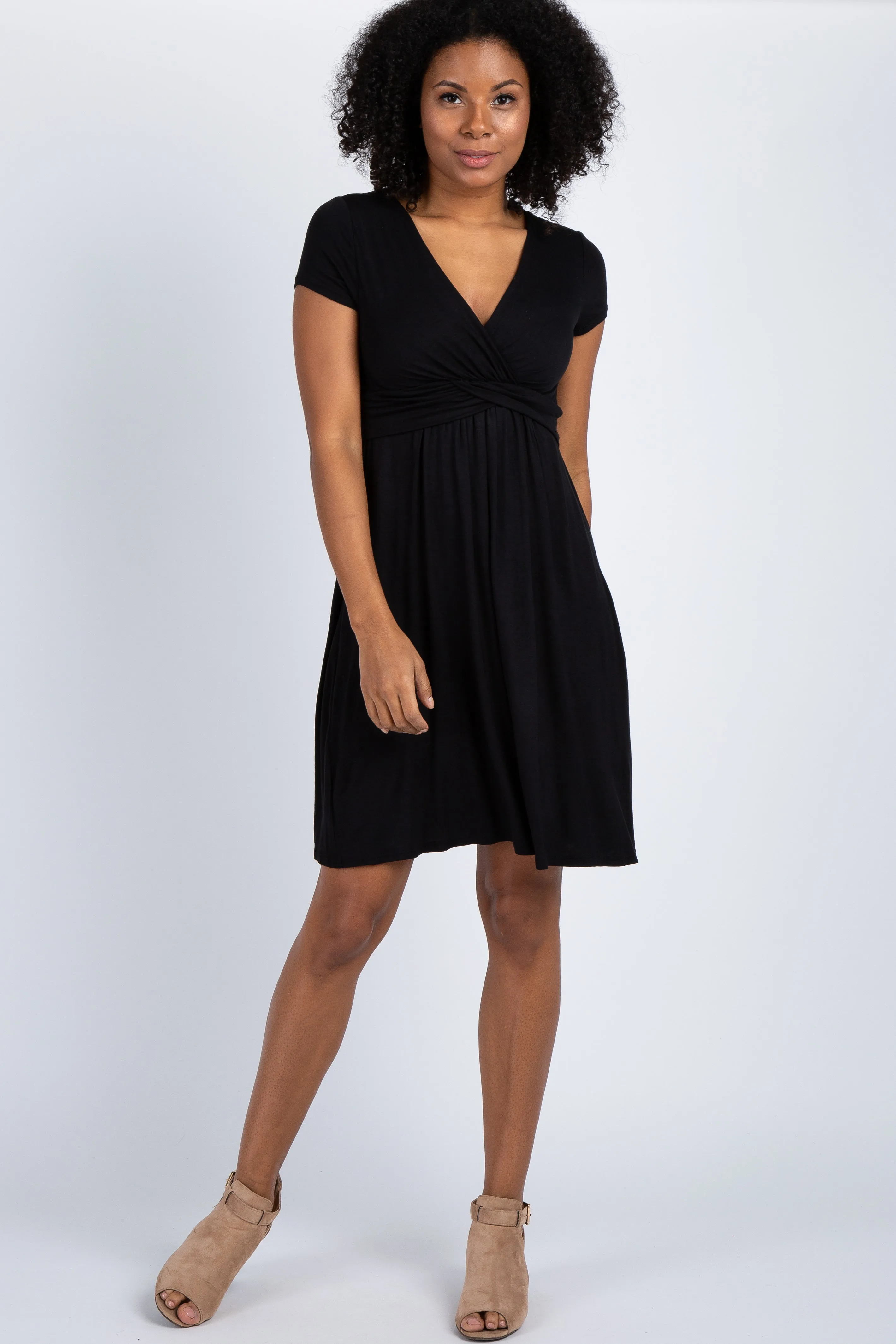 Black Draped Front Maternity/Nursing Dress sold by Pinkblush product image thumbnail 4