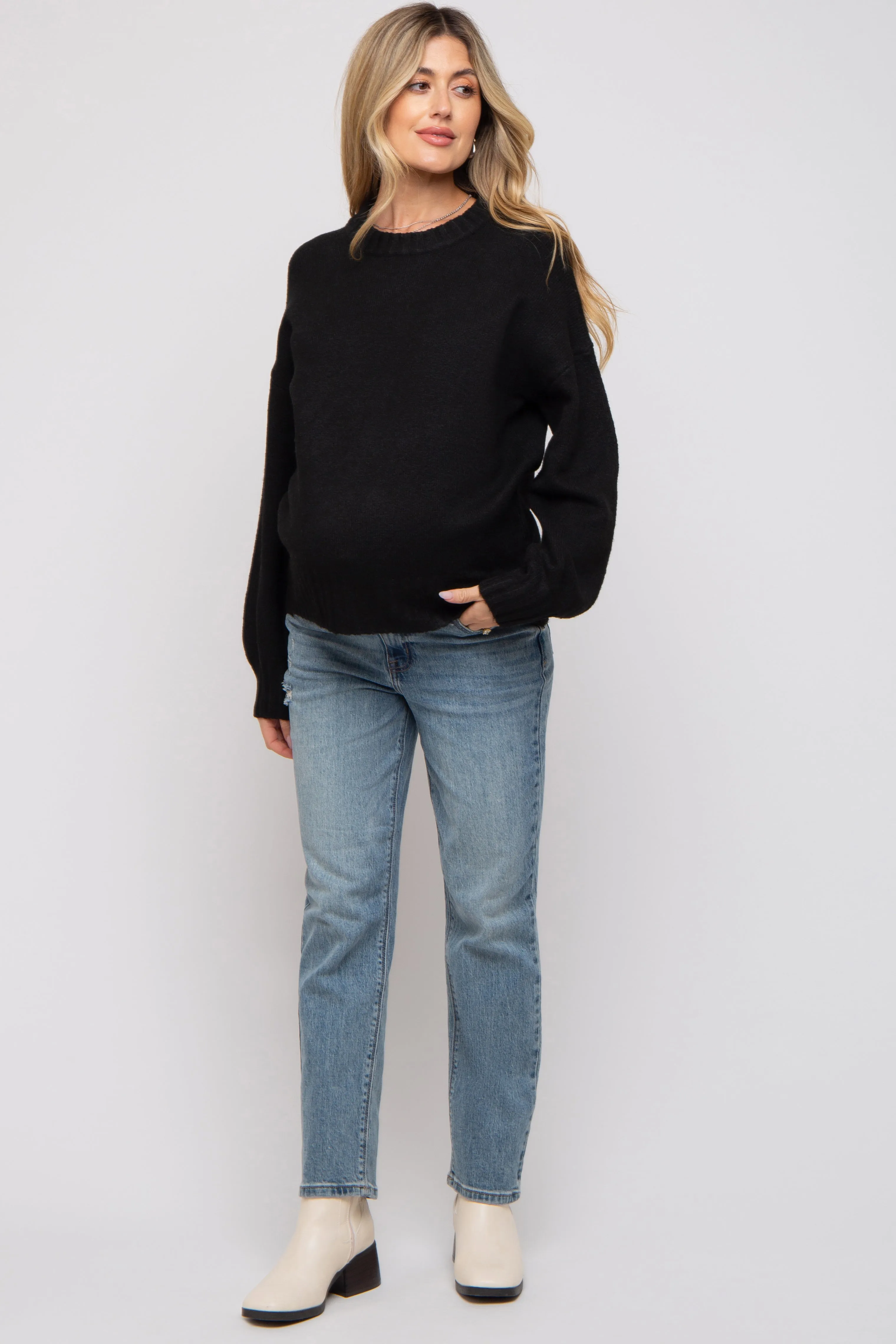 Black Ribbed Cuff Maternity Sweater sold by Pinkblush product image thumbnail 4