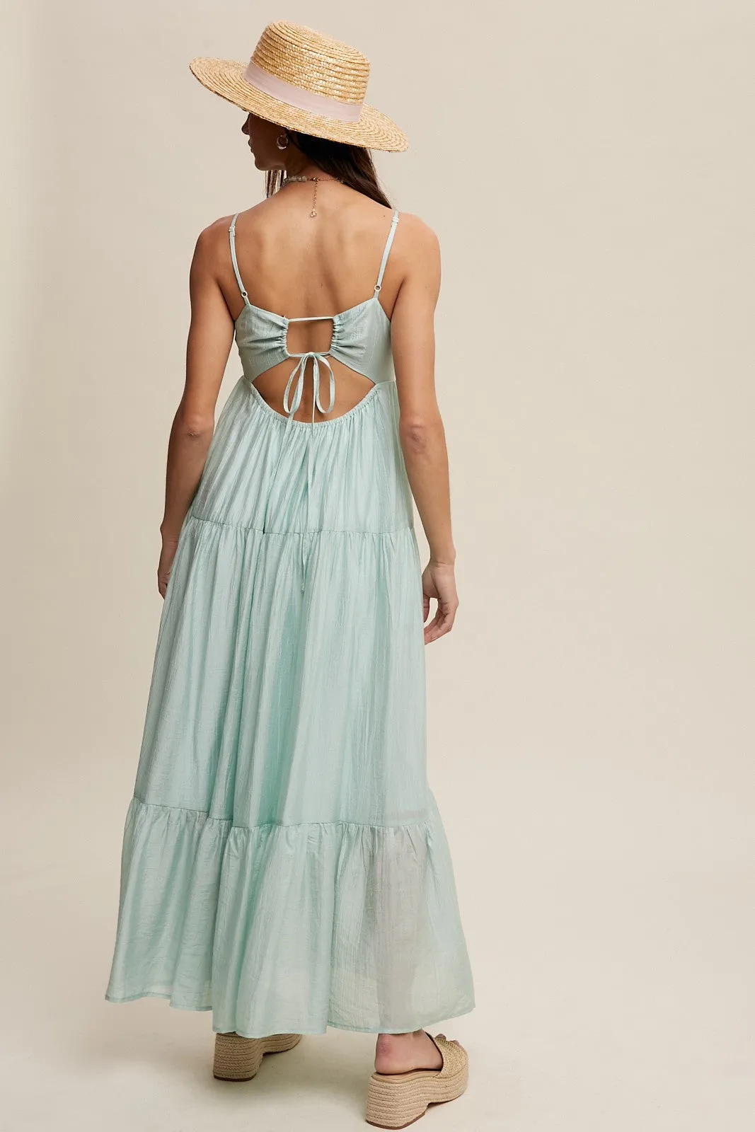 Mint Green Sleeveless Tiered Maxi Dress sold by Pinkblush product image thumbnail 4