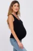 Black Seamless Maternity Fitted Tank Top sold by Pinkblush