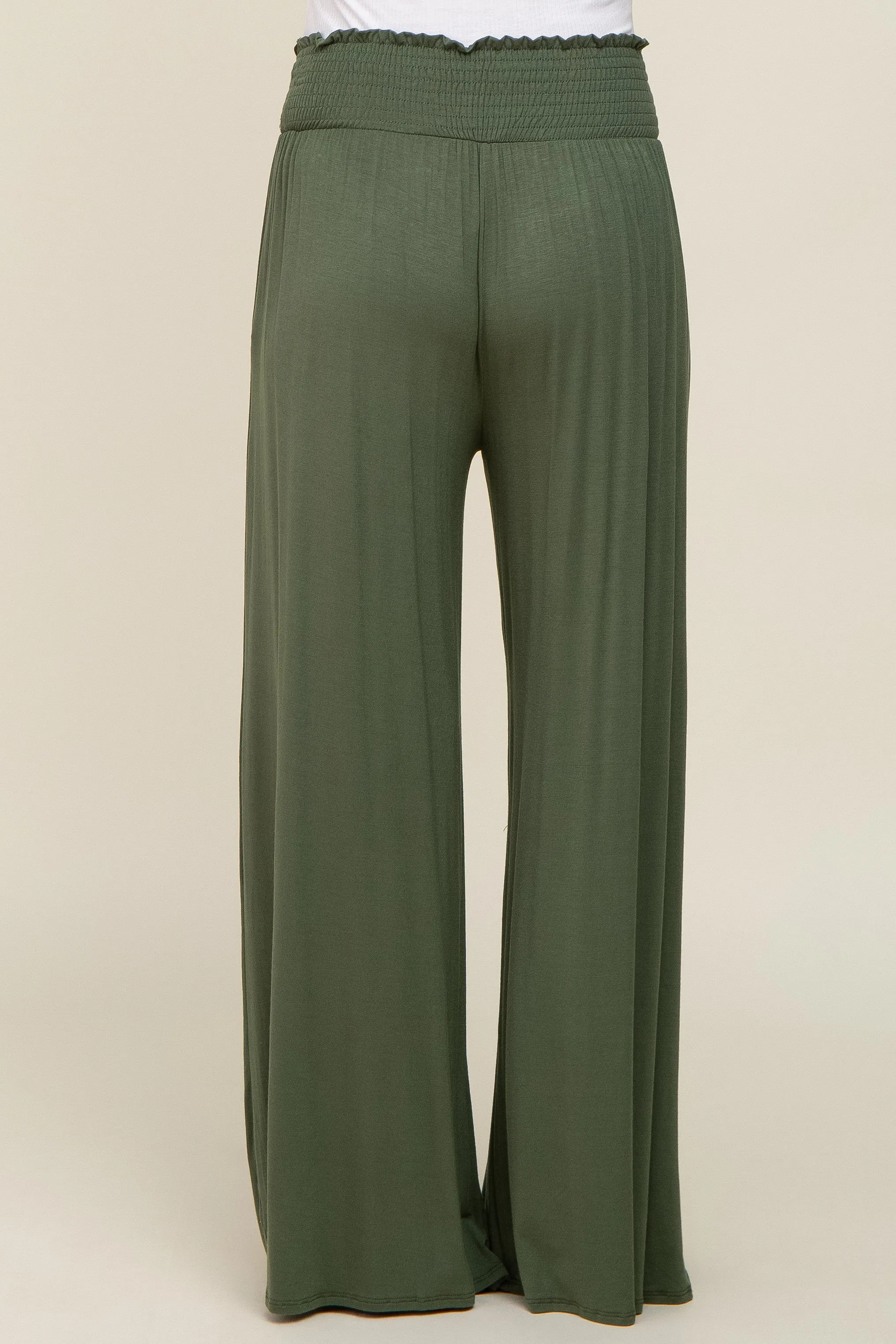 Olive Smocked Waist Flowy Maternity Pants sold by Pinkblush product image thumbnail 4
