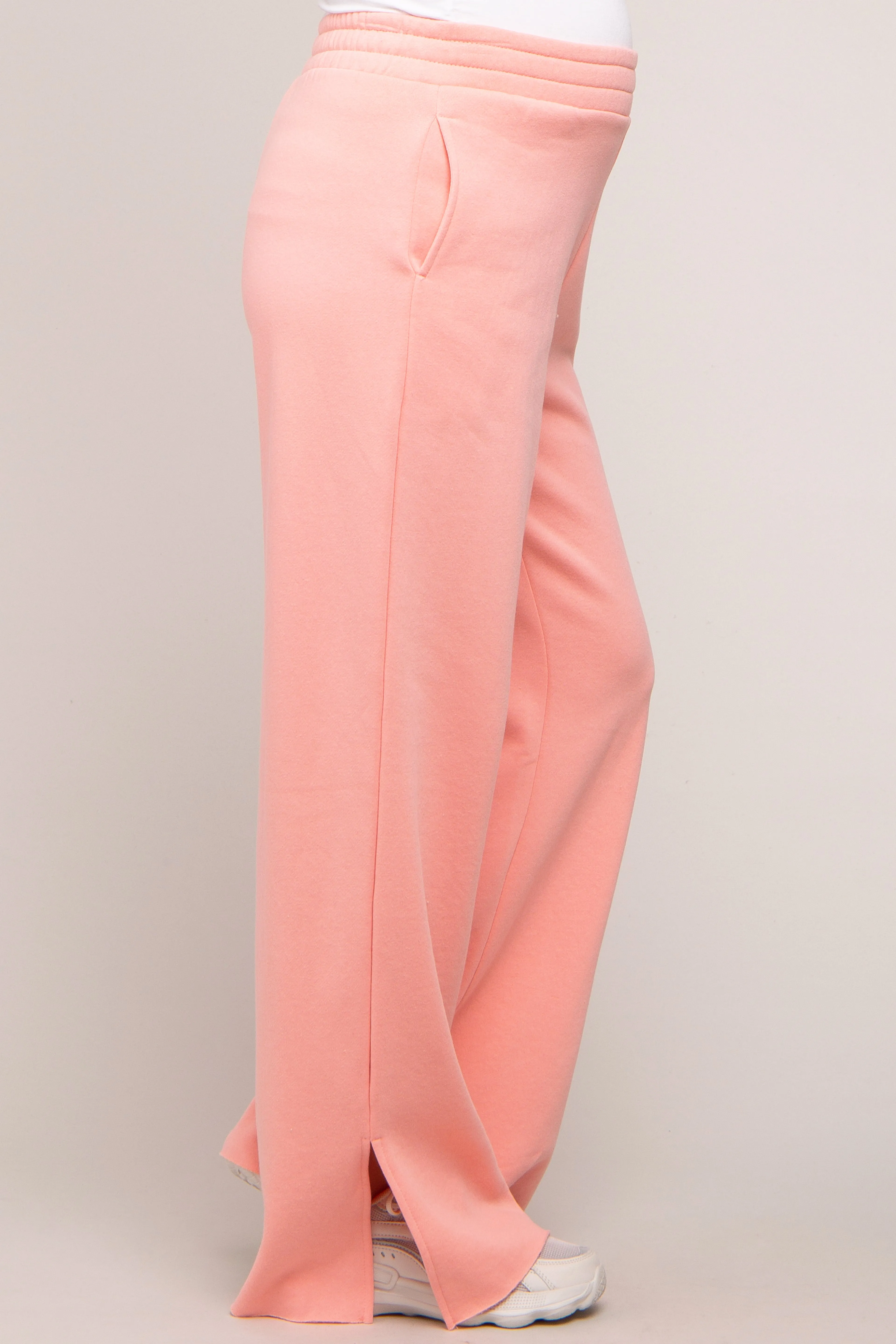 Pink Soft Wide Leg Side Slit Maternity Sweatpants sold by Pinkblush product image thumbnail 4