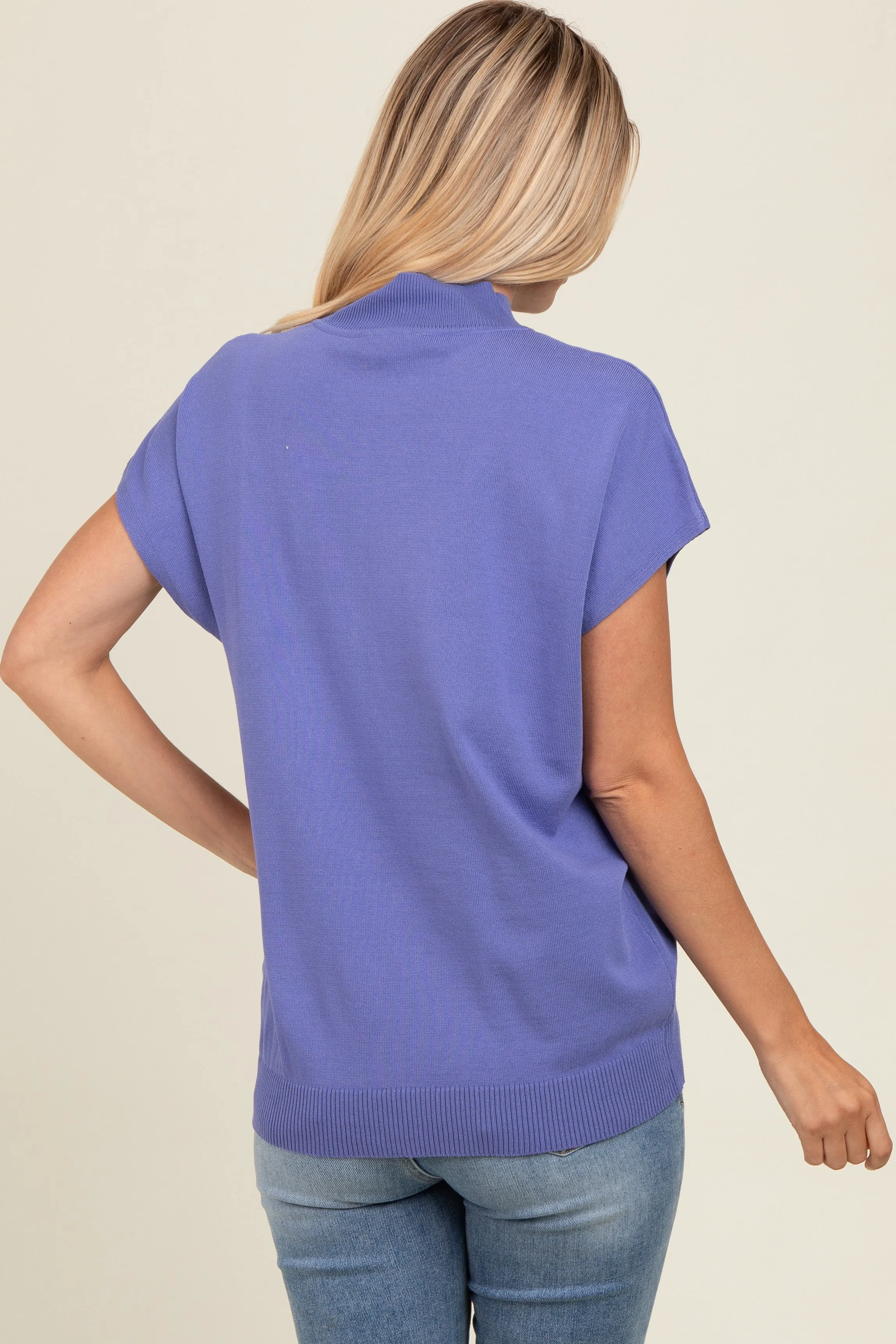 Periwinkle Mock Neck Knit Top sold by Pinkblush product image thumbnail 3