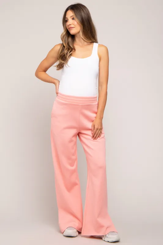 Pink Soft Wide Leg Side Slit Maternity Sweatpants sold by Pinkblush