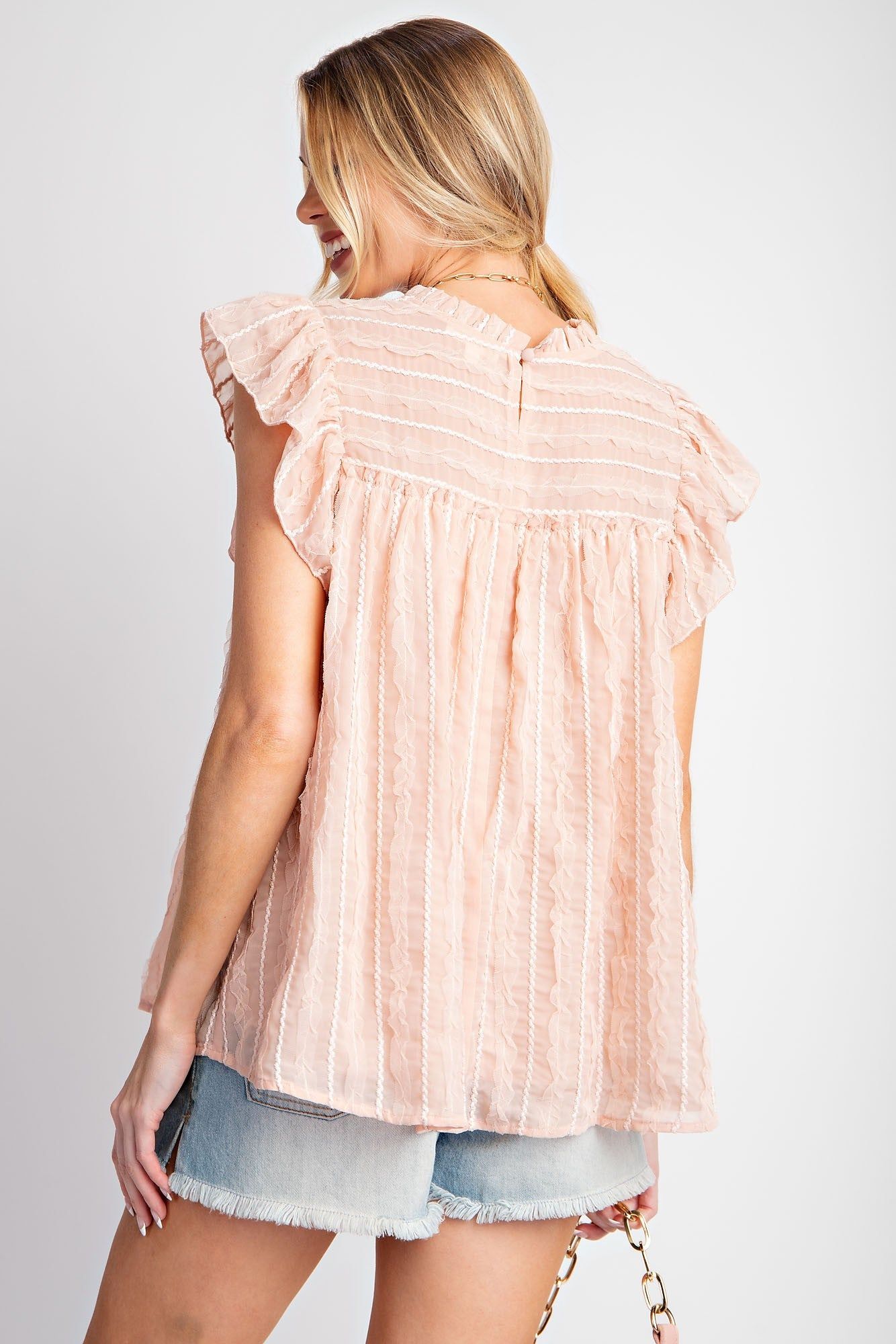 Blush Cap Sleeve Textured Lace Woven Blouse sold by Pinkblush product image thumbnail 3