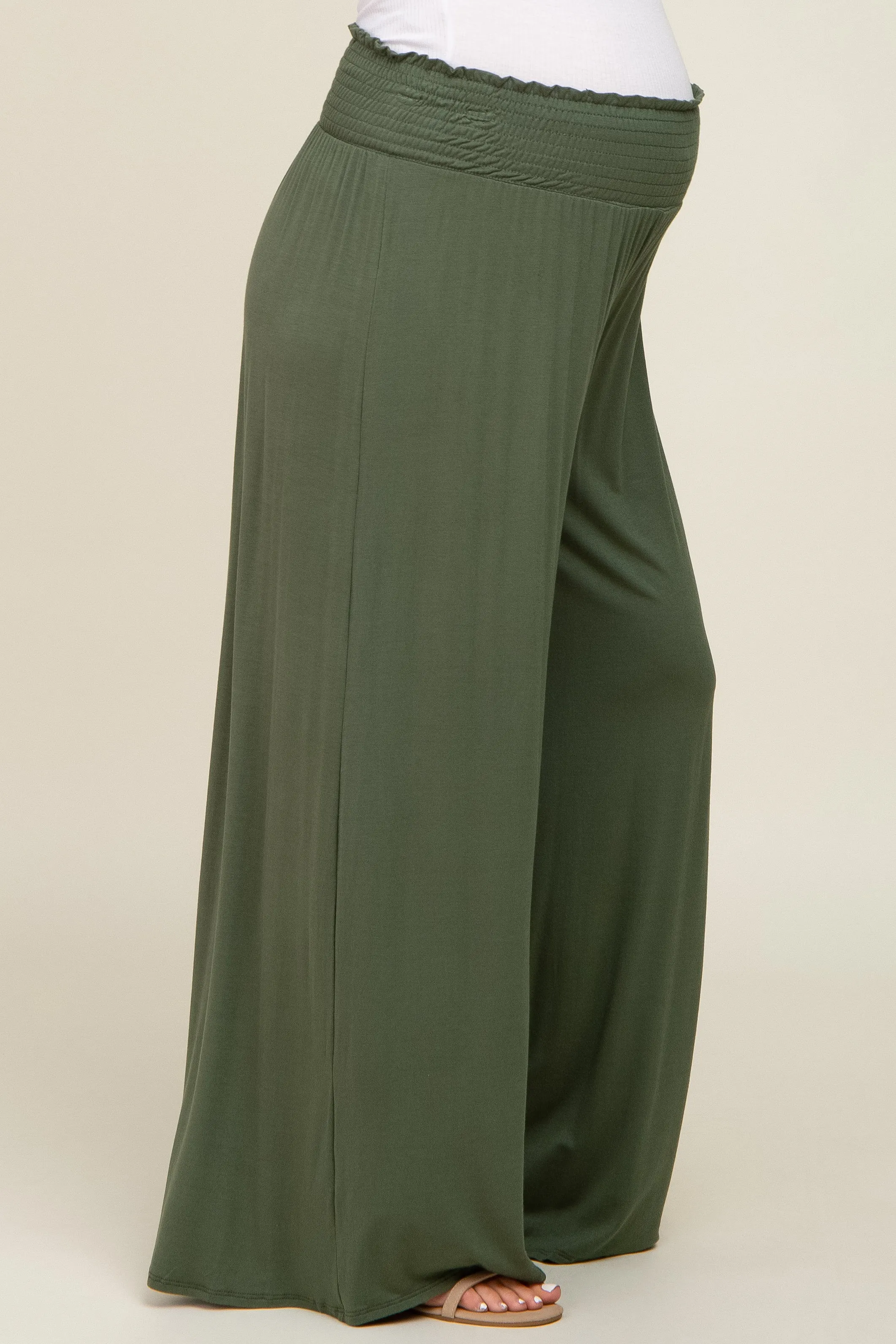Olive Smocked Waist Flowy Maternity Pants sold by Pinkblush product image thumbnail 3