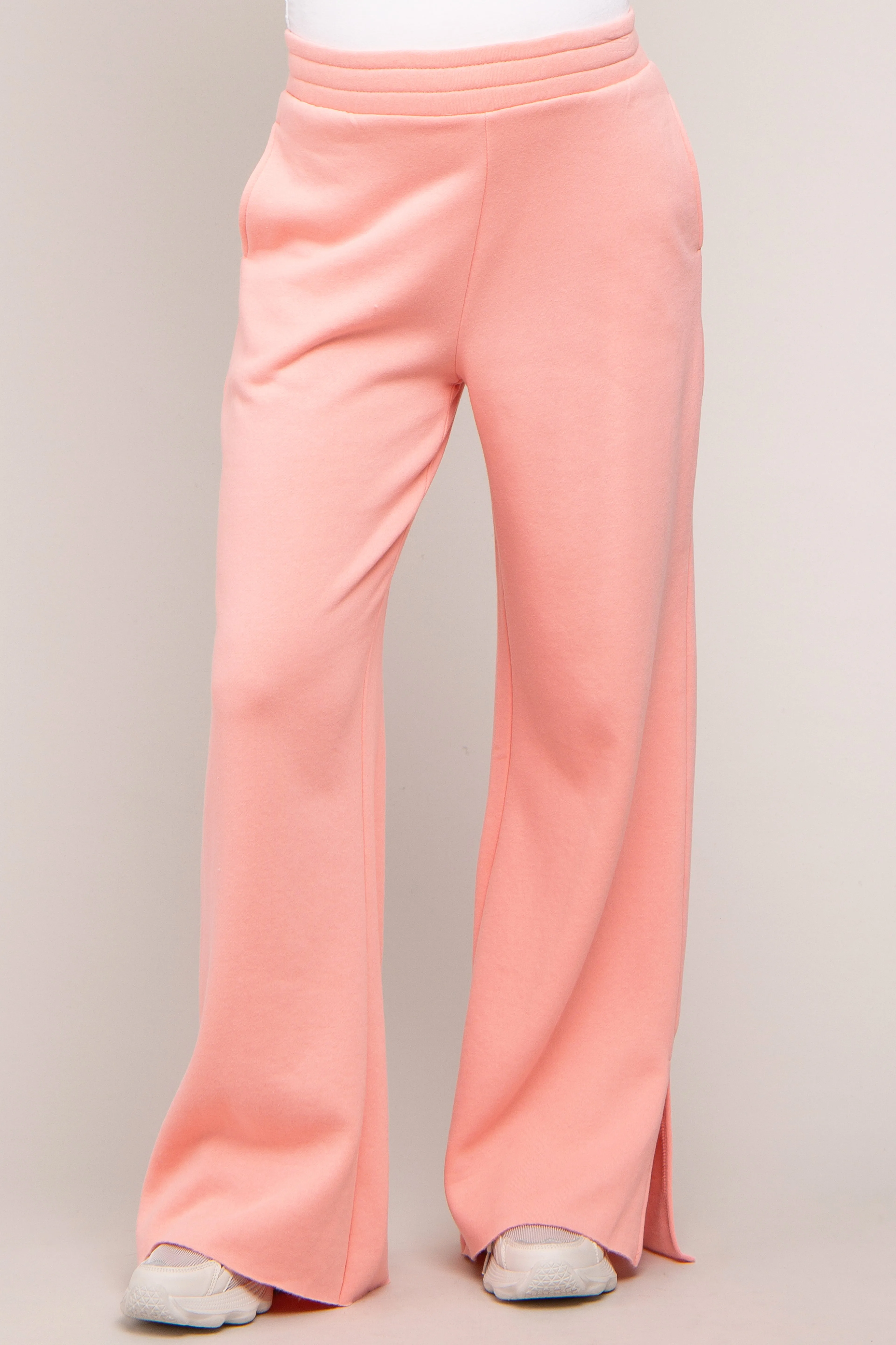 Pink Soft Wide Leg Side Slit Maternity Sweatpants sold by Pinkblush product image thumbnail 3