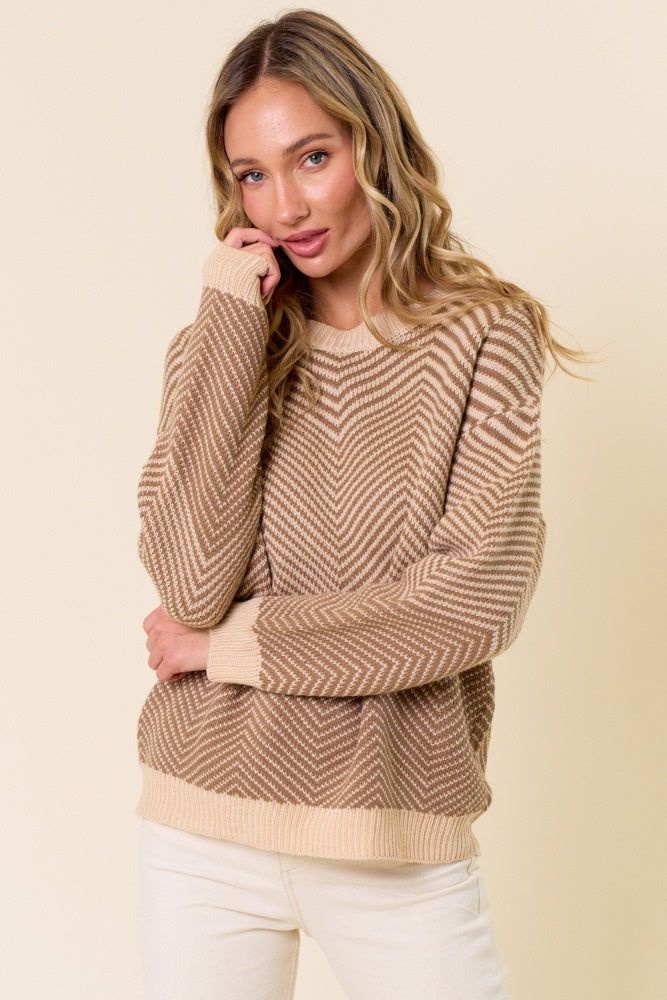 Mocha Taupe Pattern Sweater sold by Pinkblush
