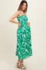 Green Abstract Floral Smocked Maternity Midi Dress sold by Pinkblush