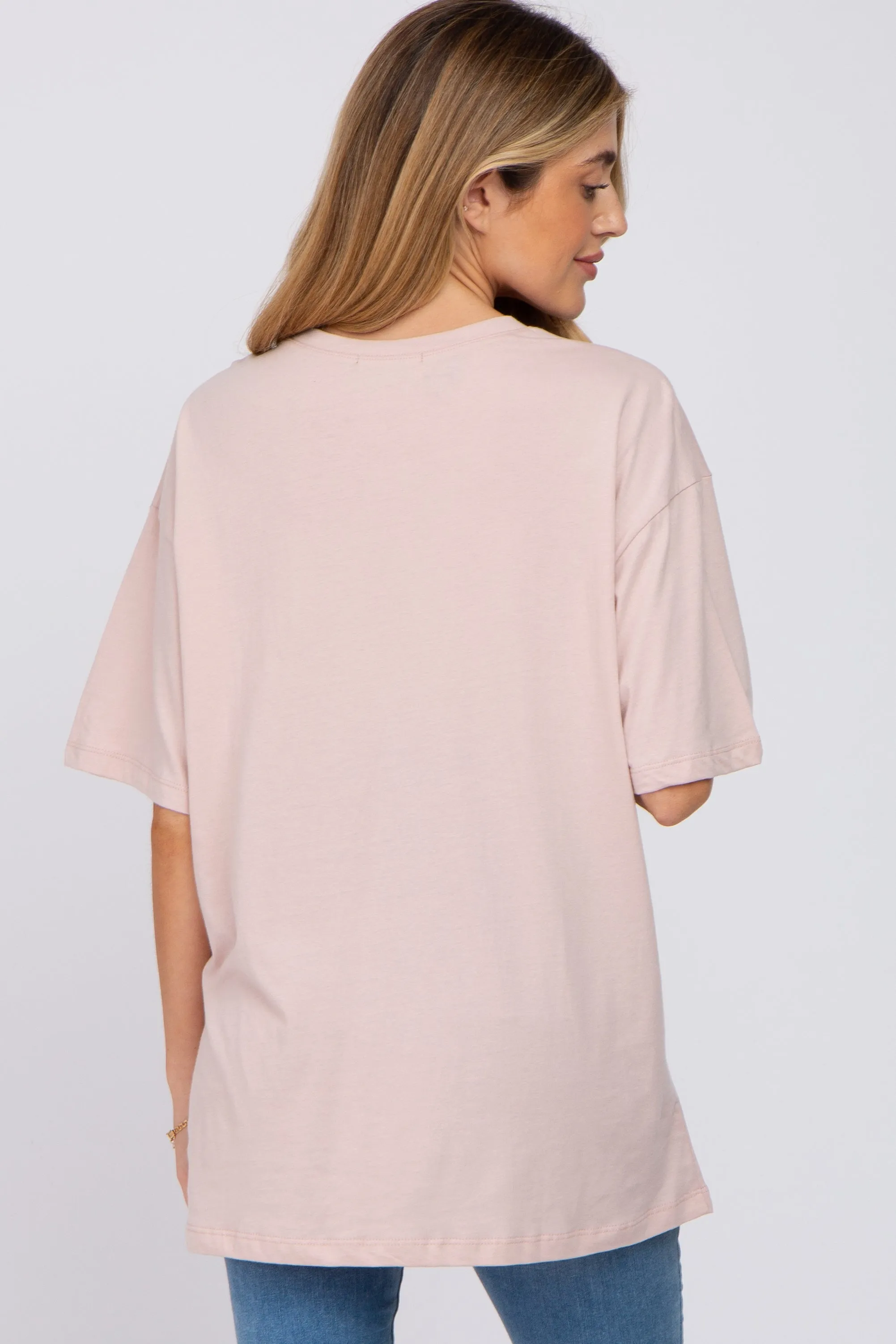 Light Pink Basic Oversized Maternity Tee sold by Pinkblush product image thumbnail 3