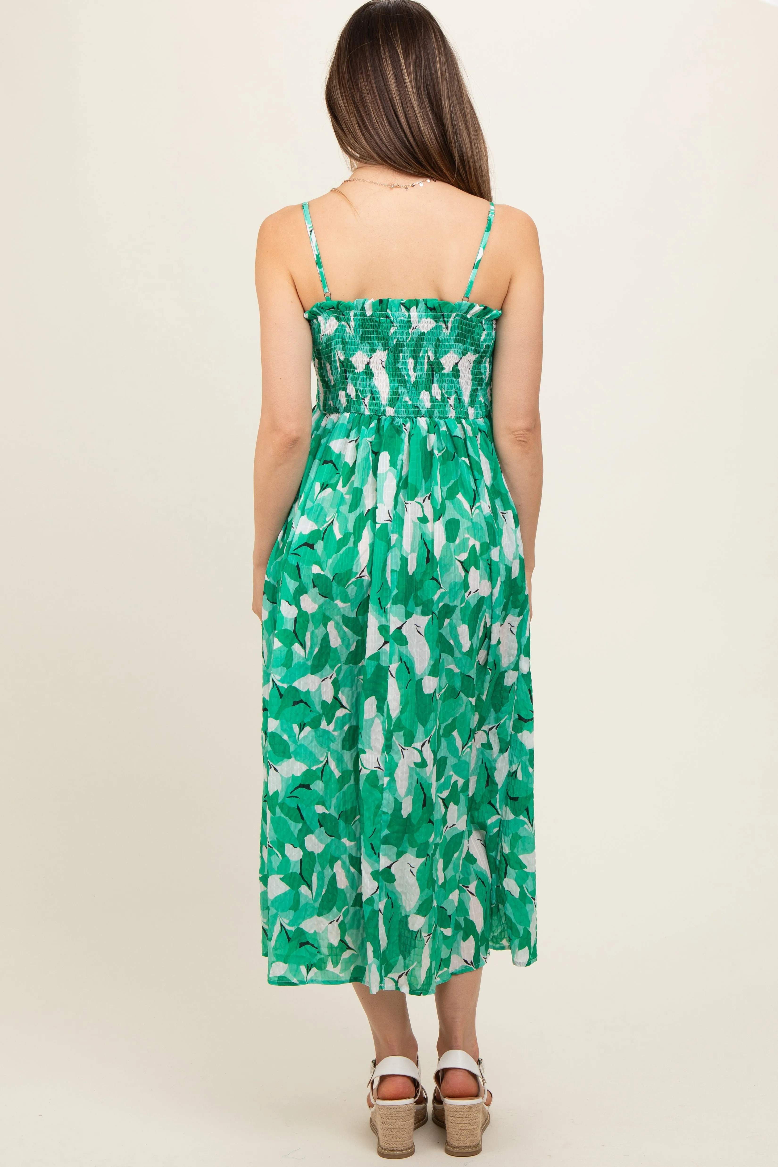Green Abstract Floral Smocked Maternity Midi Dress sold by Pinkblush product image thumbnail 3