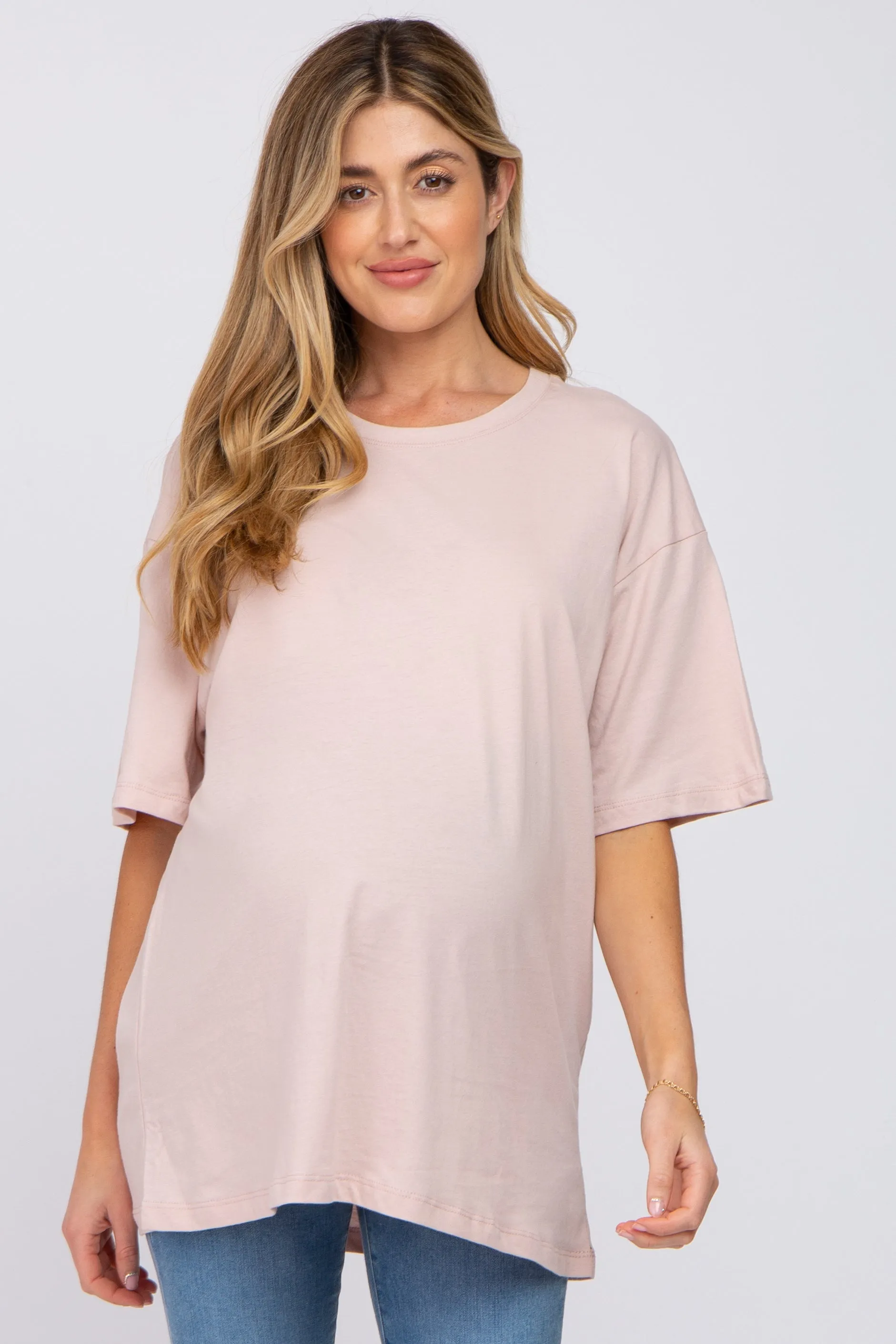 Light Pink Basic Oversized Maternity Tee sold by Pinkblush