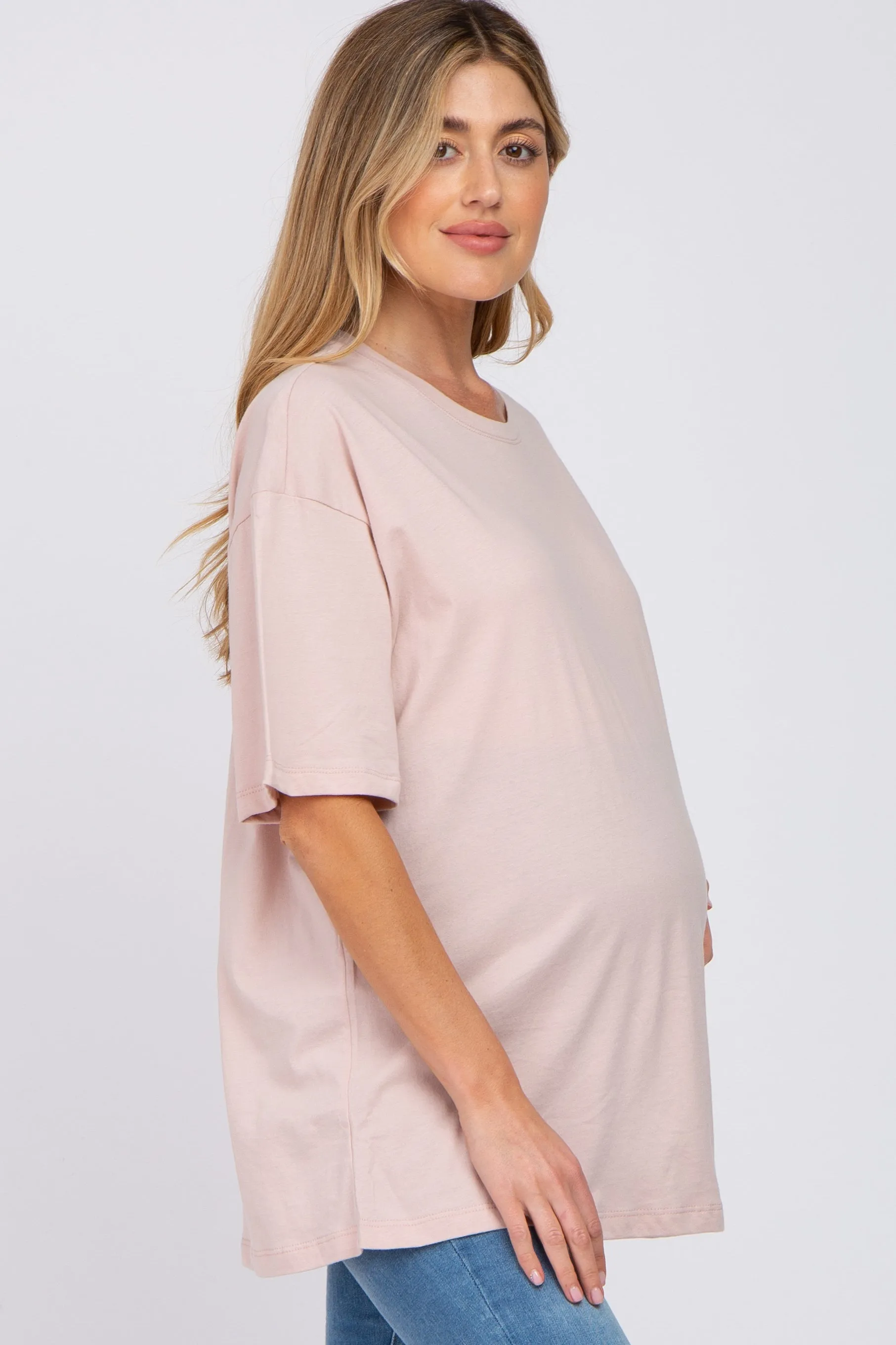 Light Pink Basic Oversized Maternity Tee sold by Pinkblush product image thumbnail 2