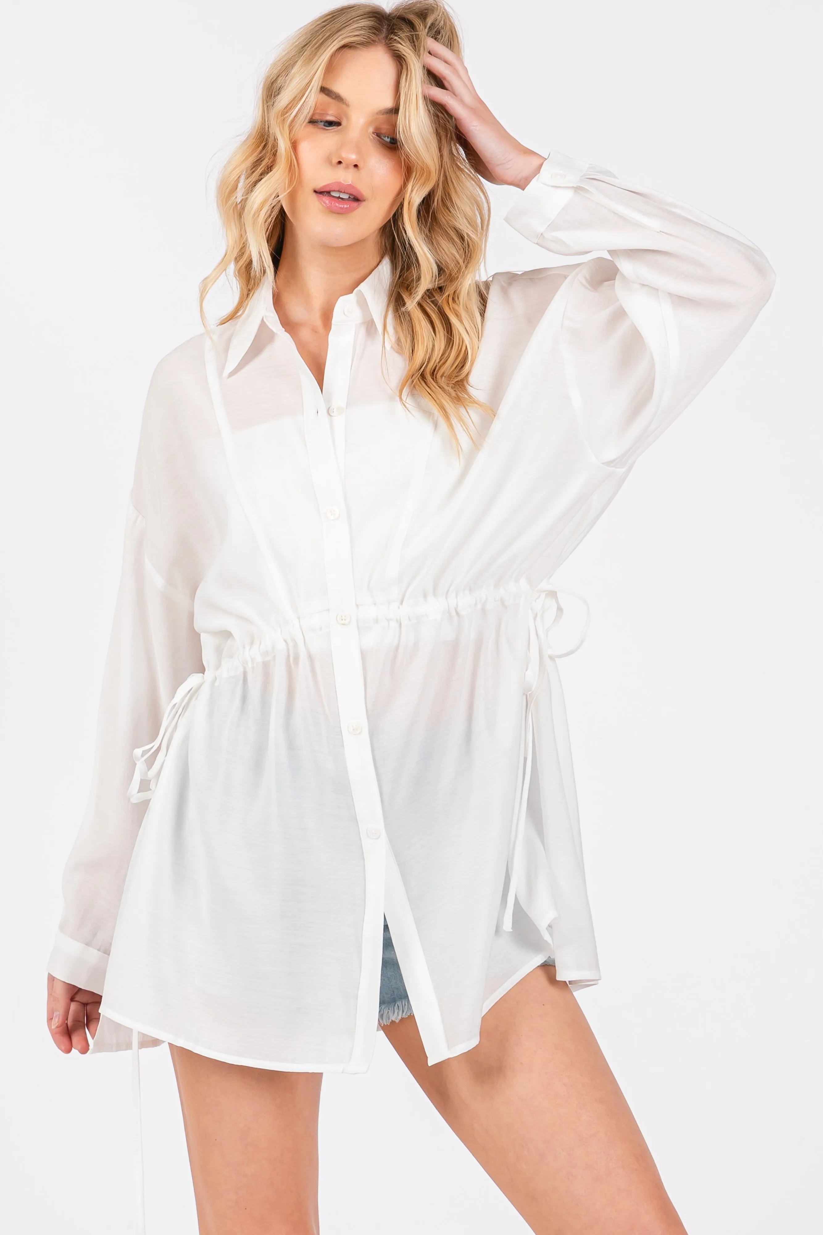 White Slouchy Long Sleeve Top sold by Pinkblush product image thumbnail 2