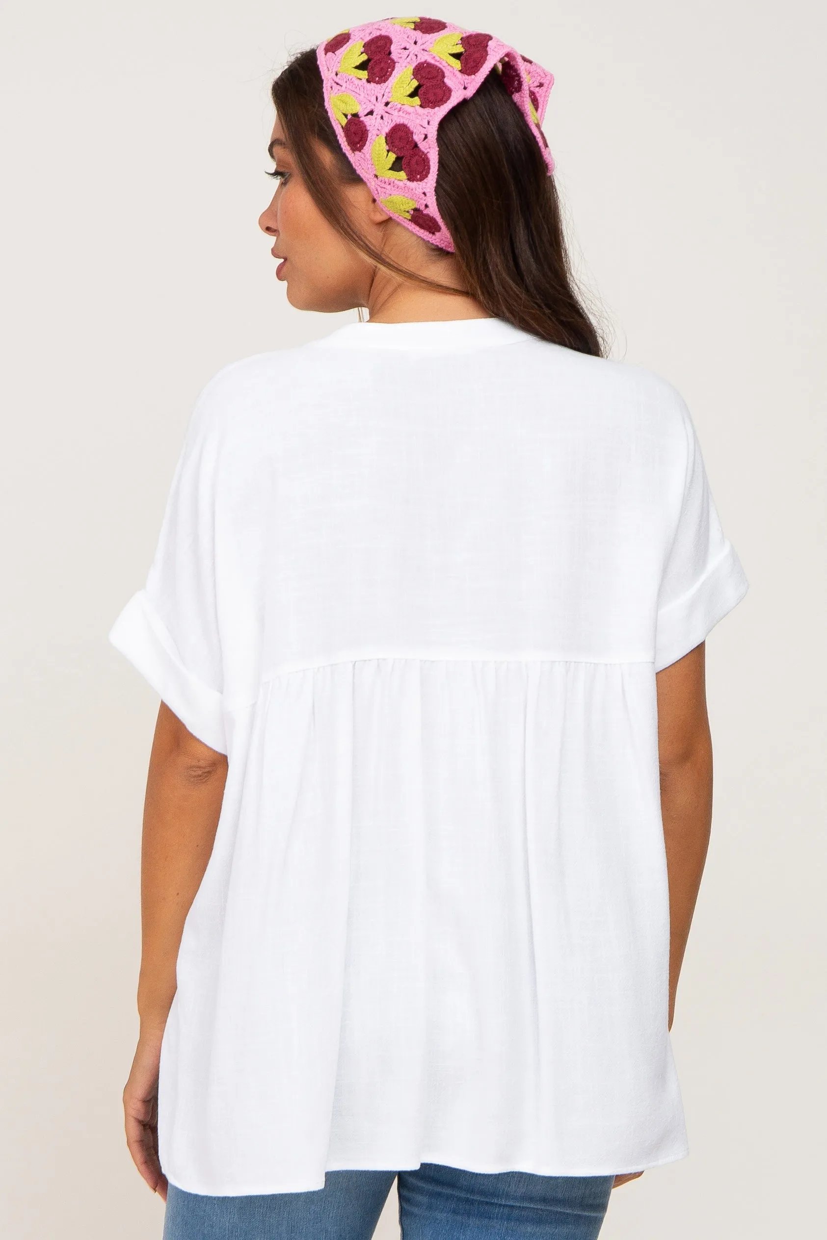 White Split Hem Cuffed Maternity Top sold by Pinkblush product image thumbnail 3