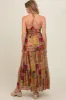 Olive Patchwork Print Halter Maternity Maxi Dress sold by Pinkblush