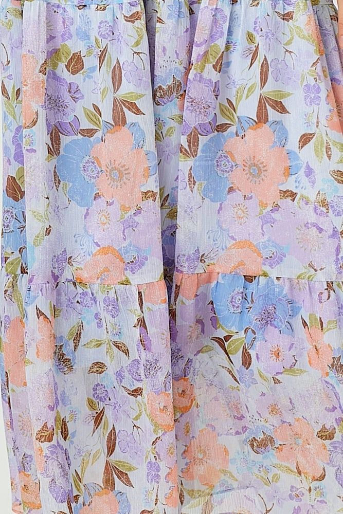 Lavender Mix Printed Long Tiered Dress sold by Pinkblush product image thumbnail 5