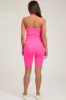 Fuchsia Ribbed Fitted Halter Maternity Romper sold by Pinkblush