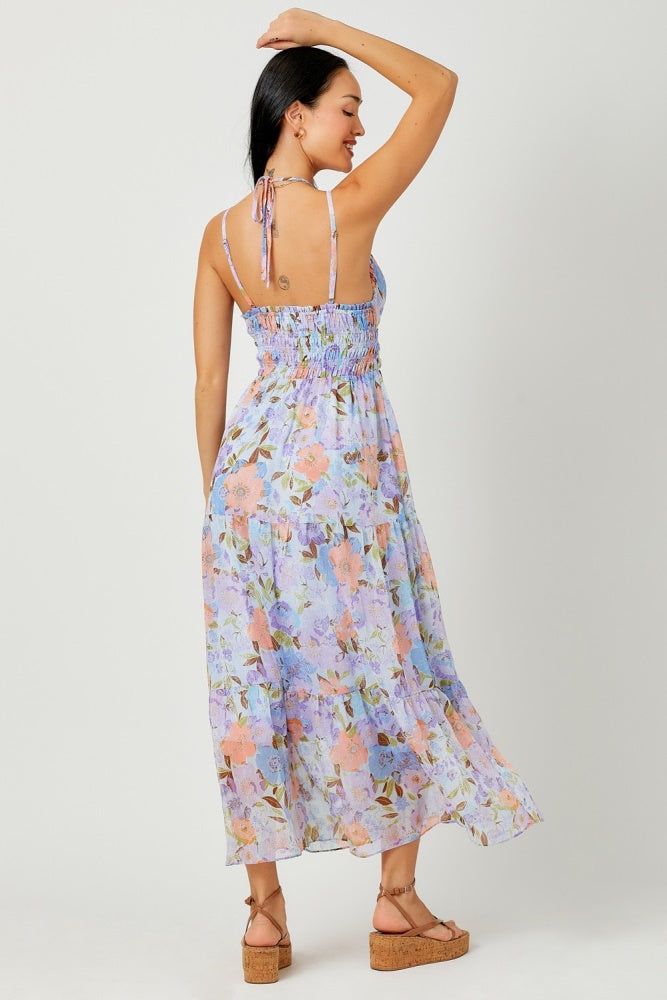 Lavender Mix Printed Long Tiered Dress sold by Pinkblush product image thumbnail 3