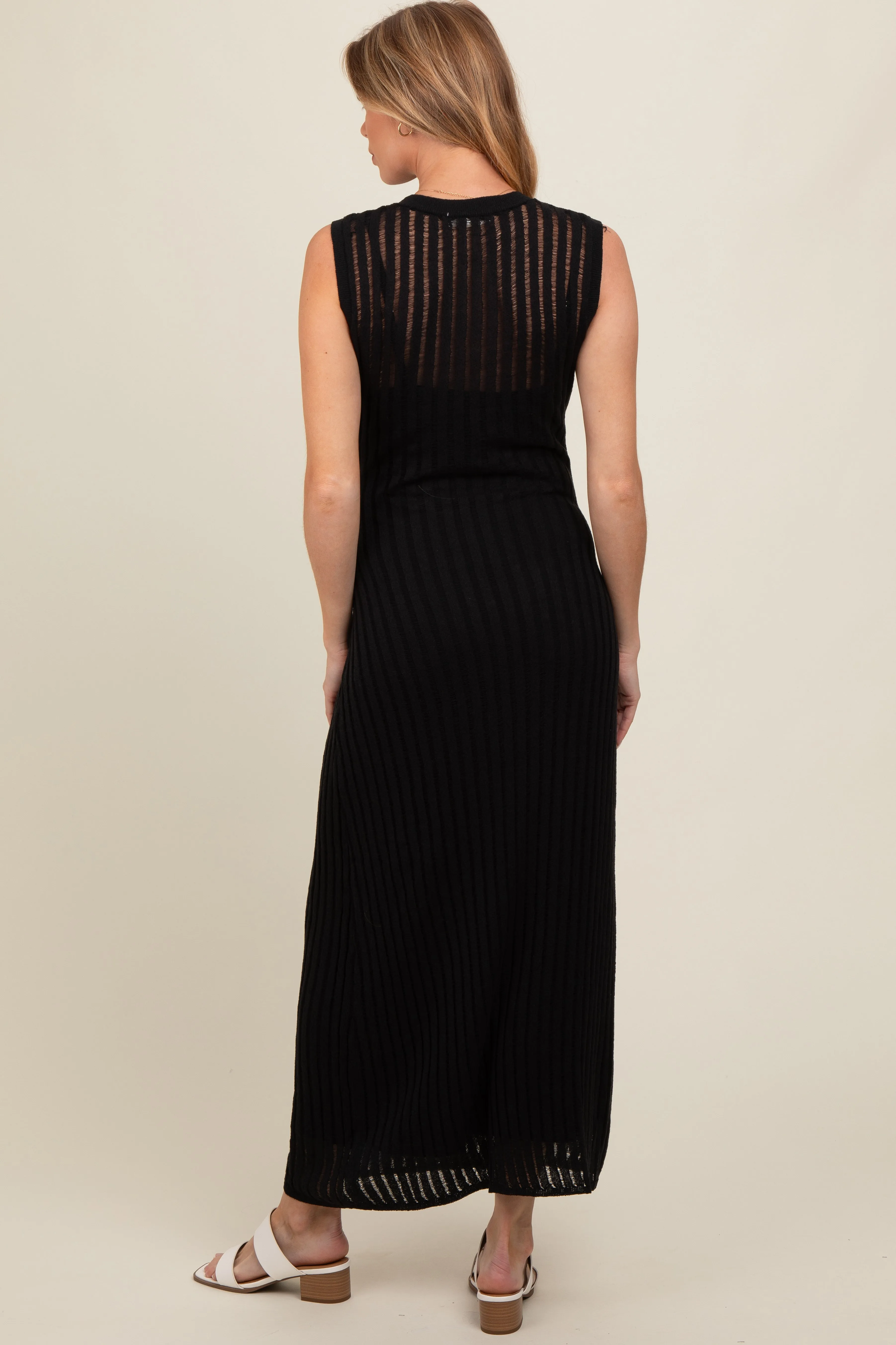 Black Sheer Knit Layered Maternity Maxi Dress sold by Pinkblush product image thumbnail 3