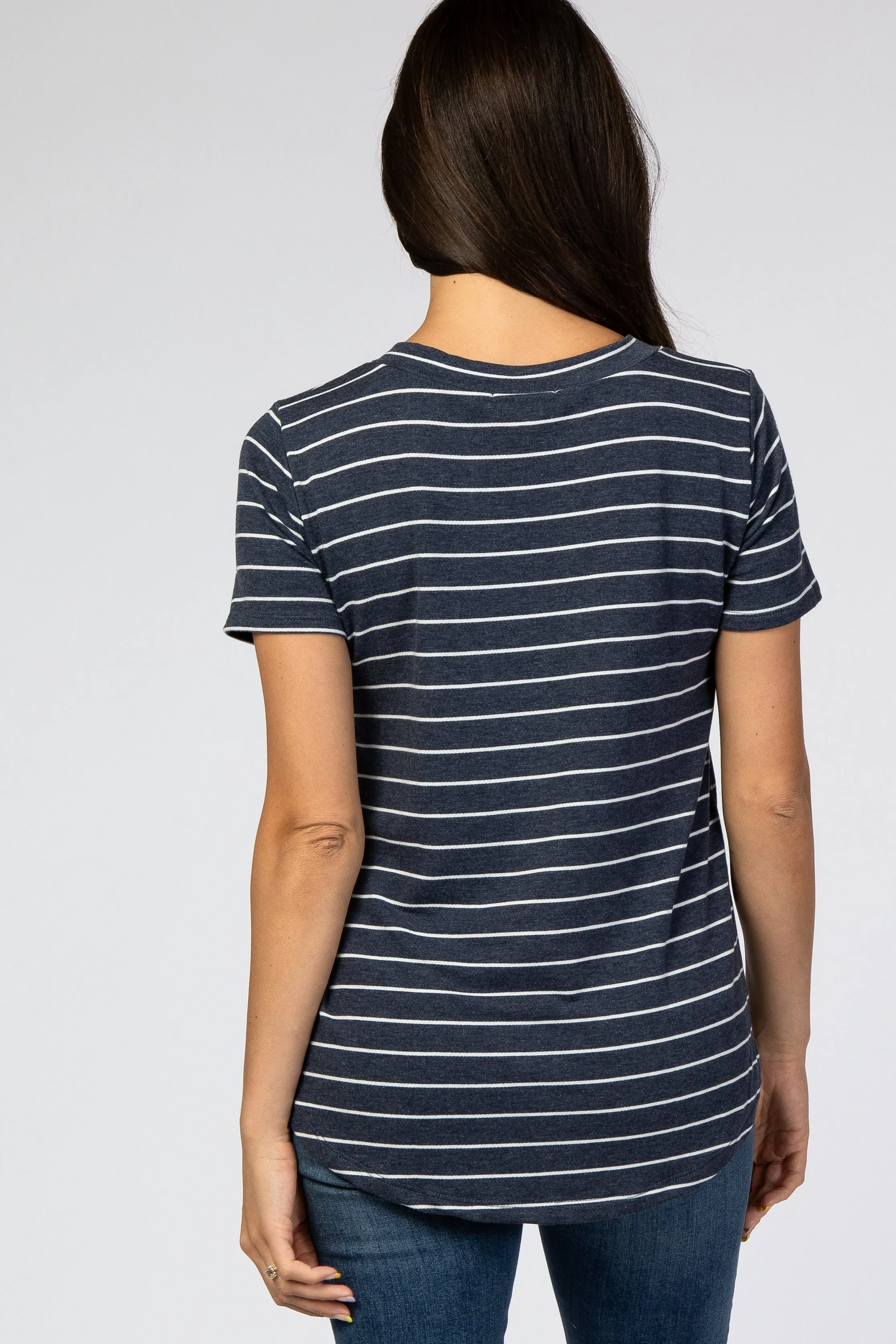 Navy Blue Striped V-Neck Top sold by Pinkblush product image thumbnail 3