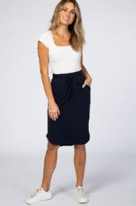 Navy Blue Maternity Skirt sold by Pinkblush