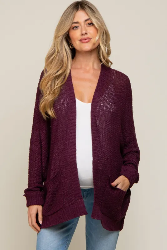 Plum Cuff Sleeve Maternity Cardigan sold by Pinkblush