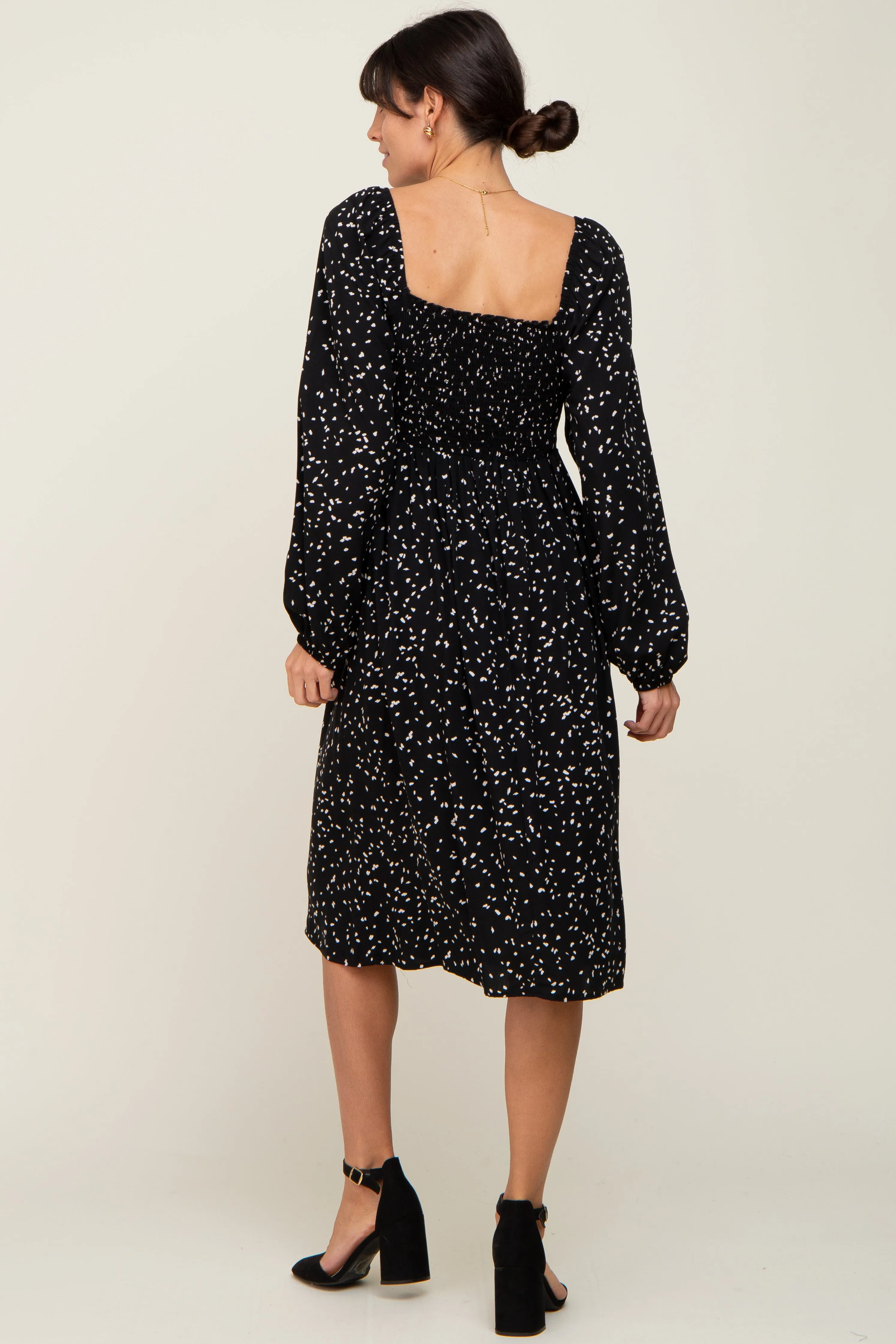 Black Printed Long Sleeve Midi Dress sold by Pinkblush product image thumbnail 3
