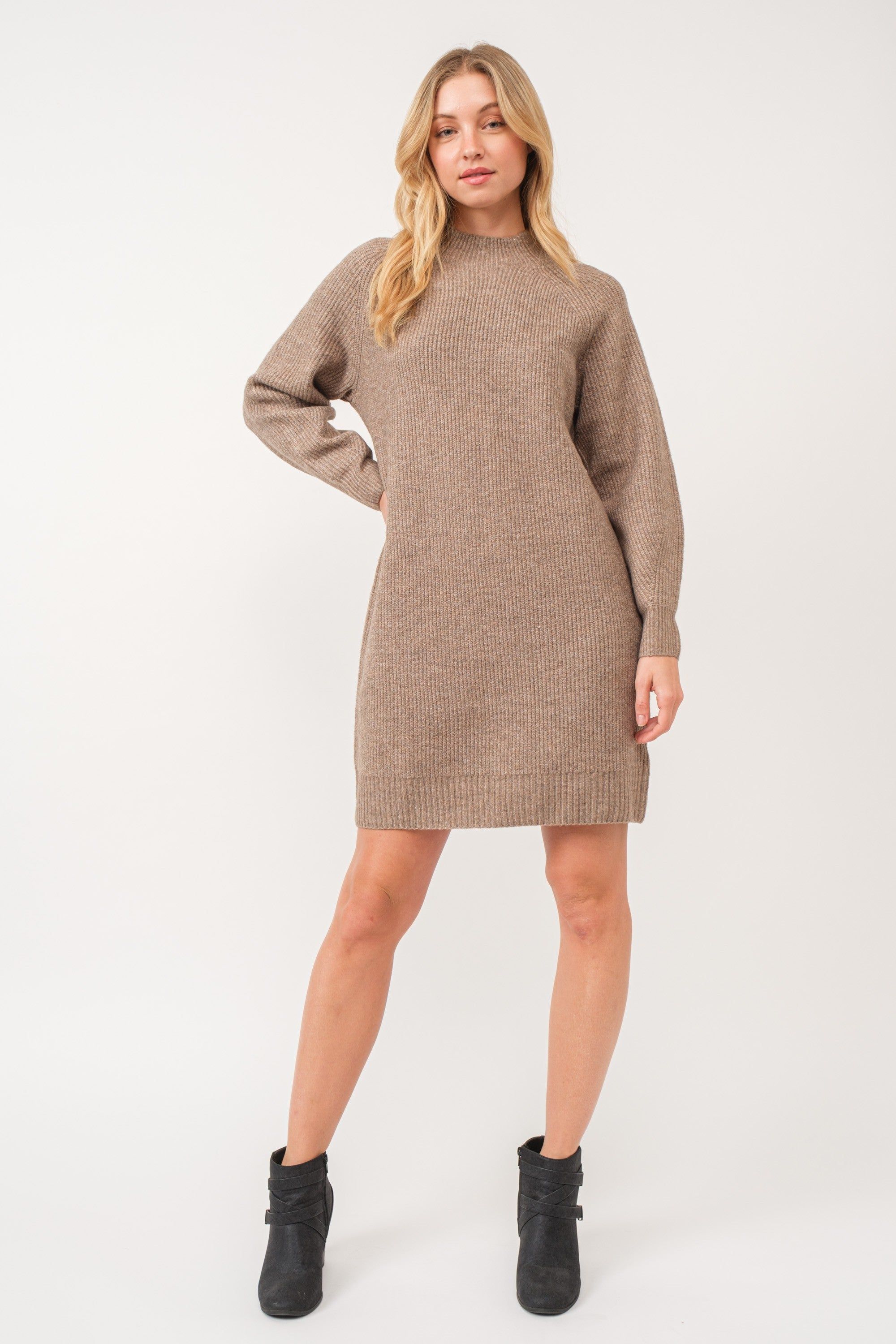 Mocha Mock Neck Maternity Sweater Dress sold by Pinkblush product image thumbnail 5