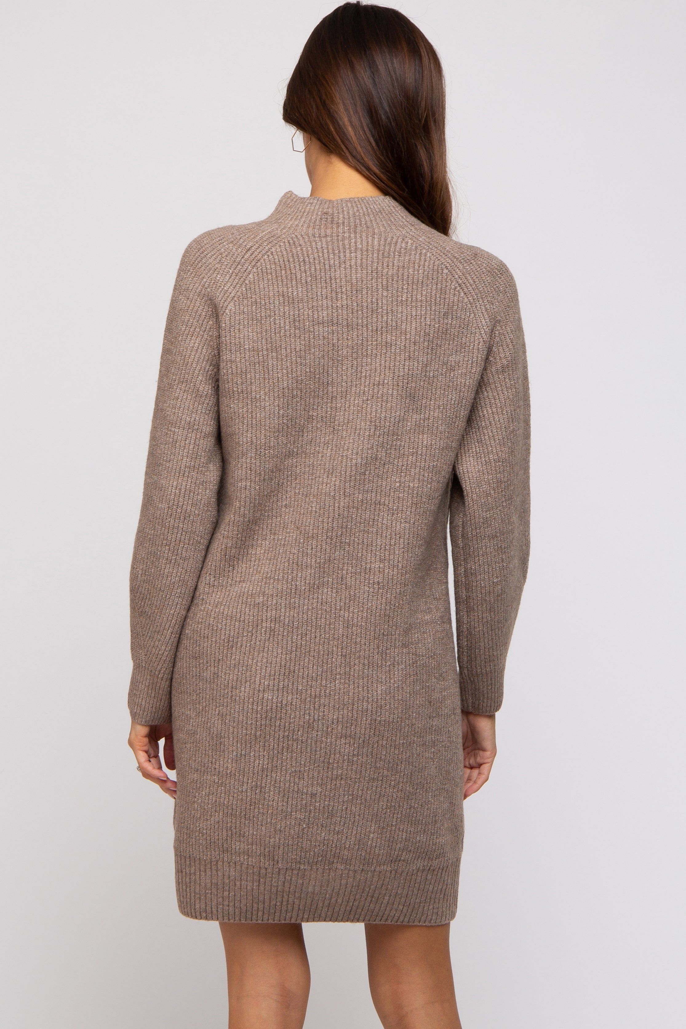 Mocha Mock Neck Maternity Sweater Dress sold by Pinkblush product image thumbnail 3