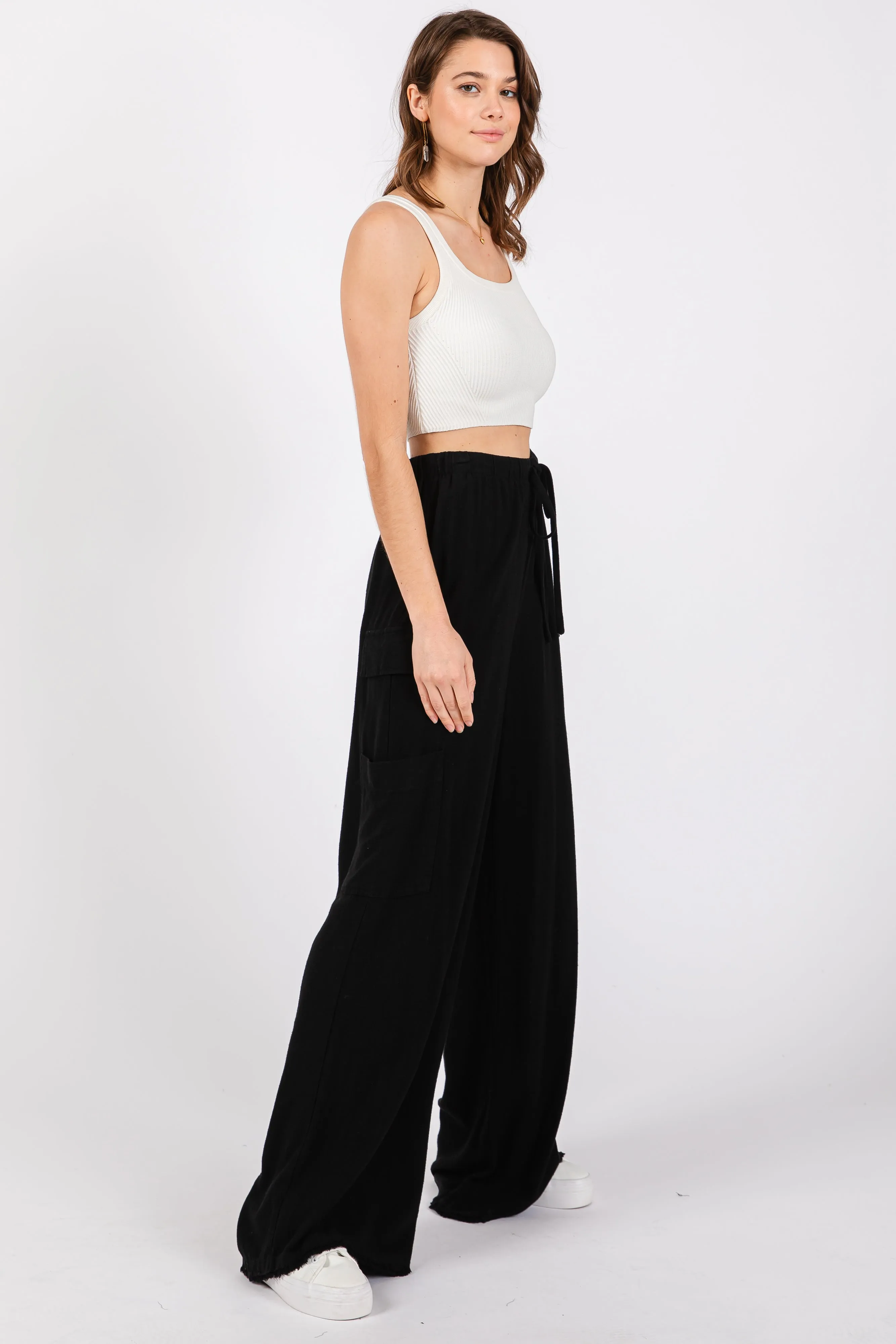 Black Pocketed Drawstring Pants sold by Pinkblush product image thumbnail 2