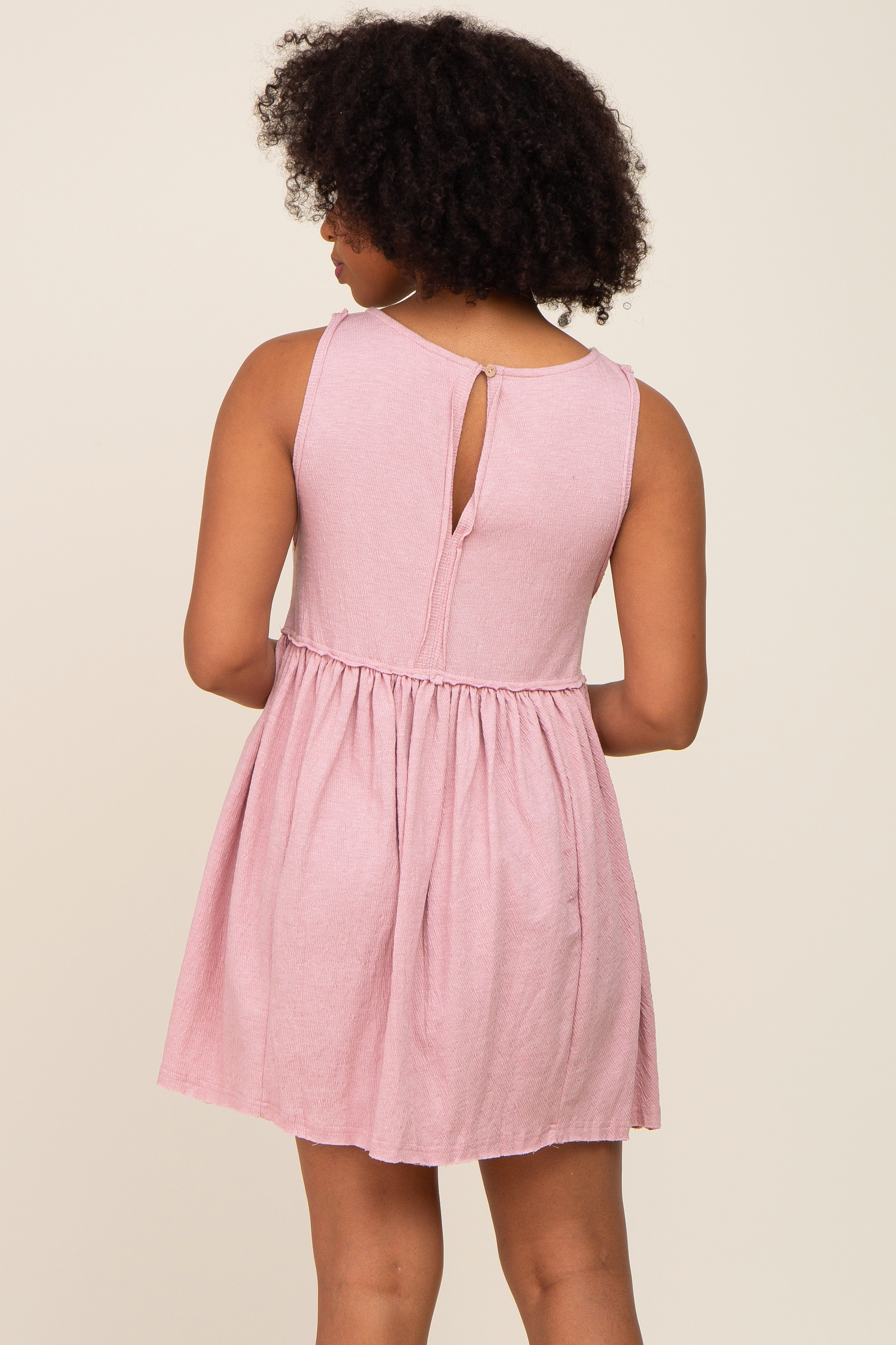 Mauve Sleeveless Babydoll Mini Dress sold by Pinkblush product image thumbnail 3