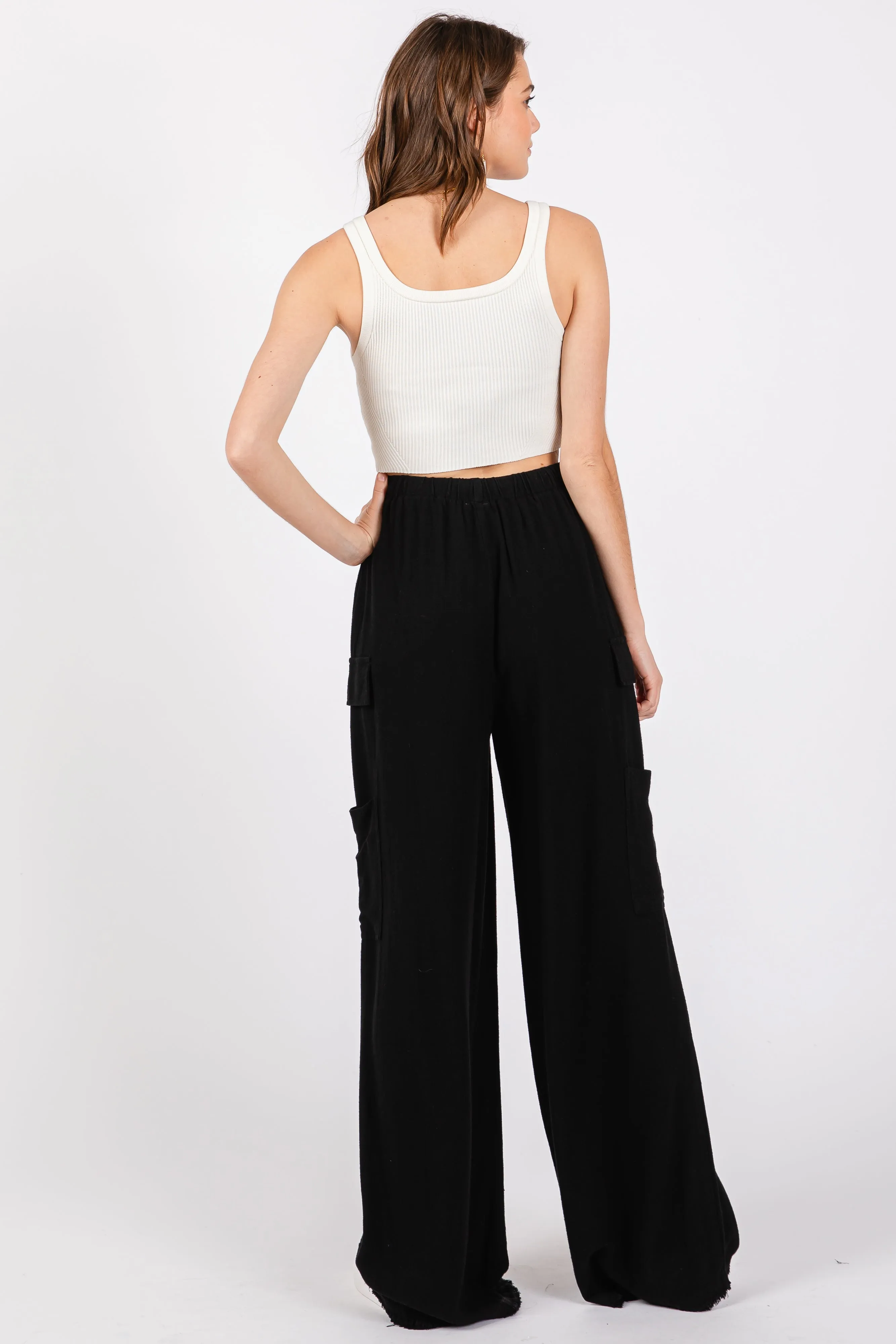 Black Pocketed Drawstring Pants sold by Pinkblush product image thumbnail 3