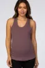 Mauve Solid Active Racerback Maternity Tank Top sold by Pinkblush