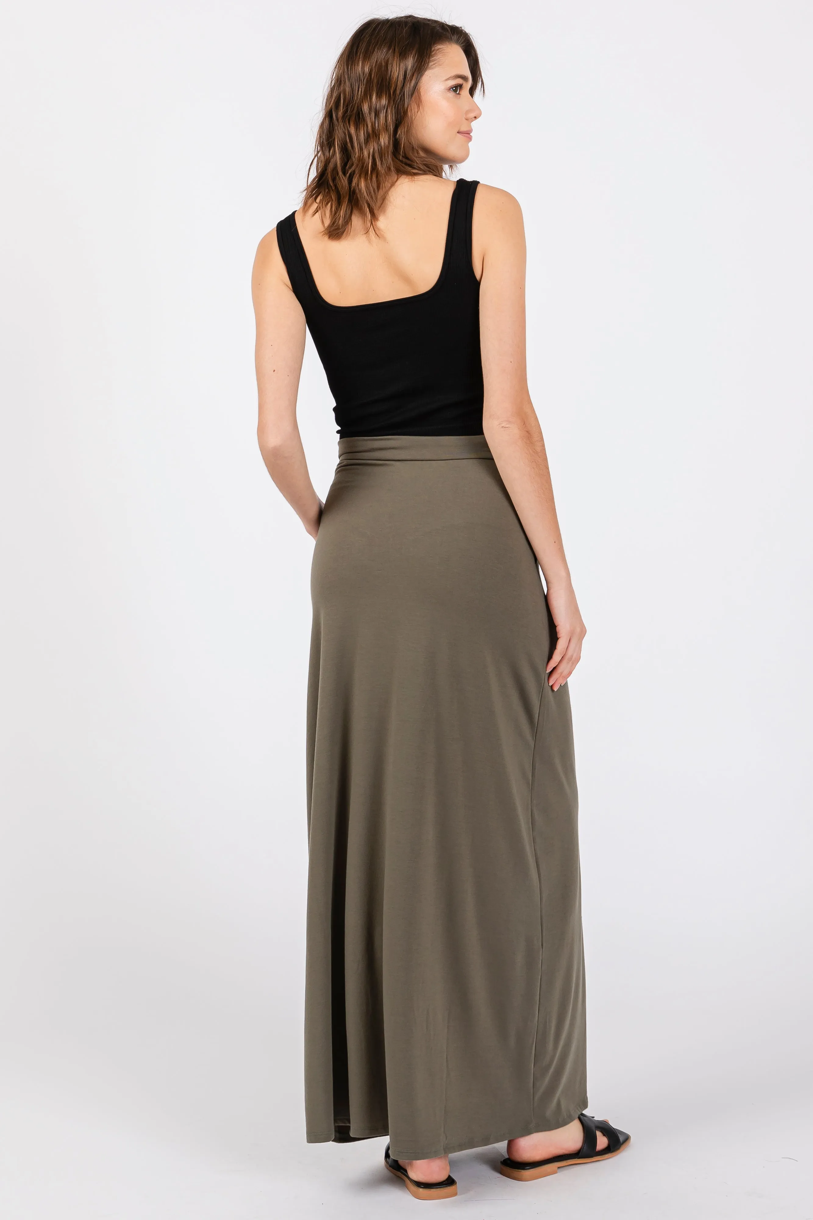 Light Olive Drawstring Maxi Skirt sold by Pinkblush product image thumbnail 3