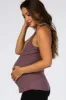 Mauve Solid Active Racerback Maternity Tank Top sold by Pinkblush