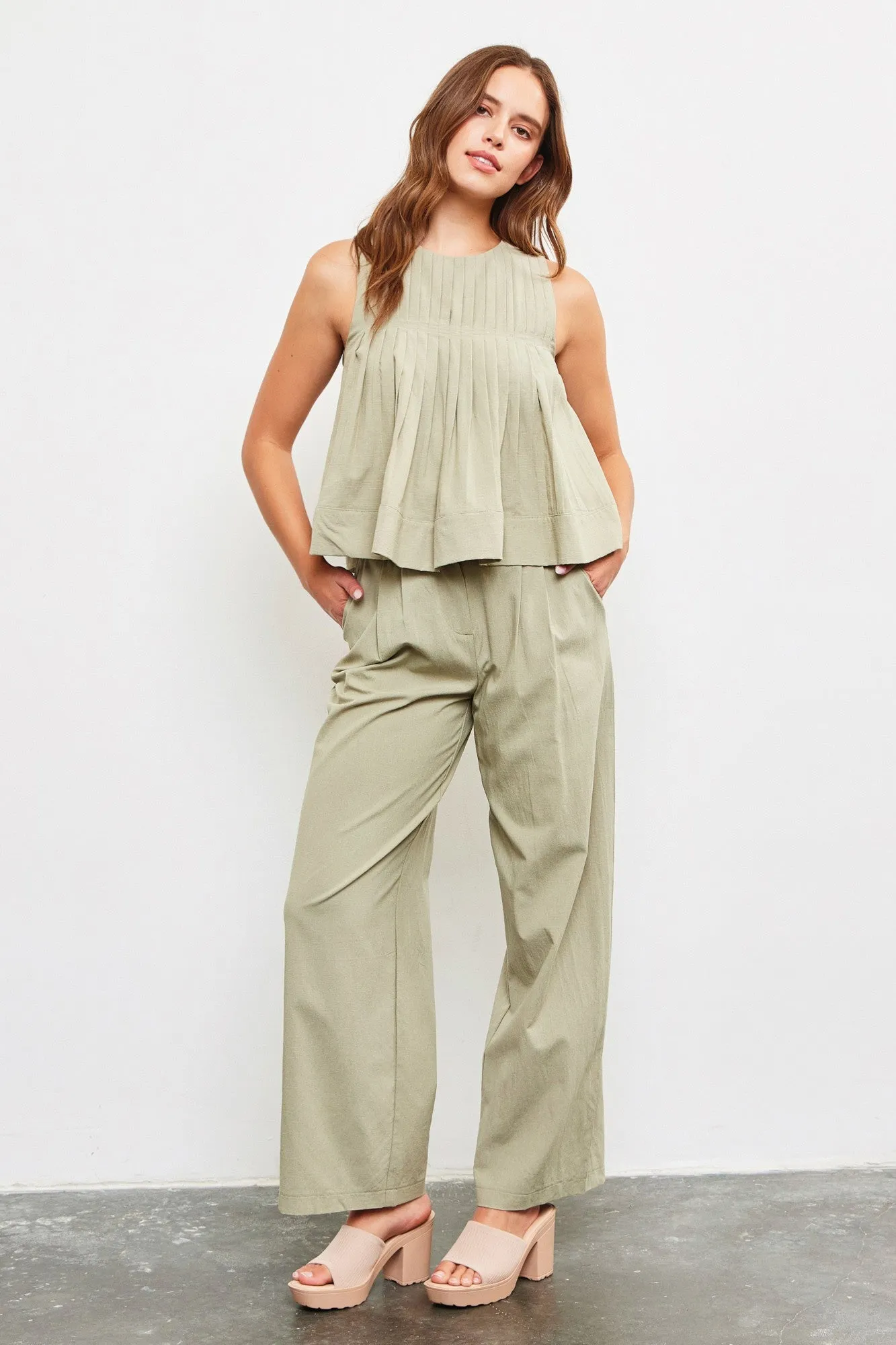 Olive Wide Leg Pants sold by Pinkblush