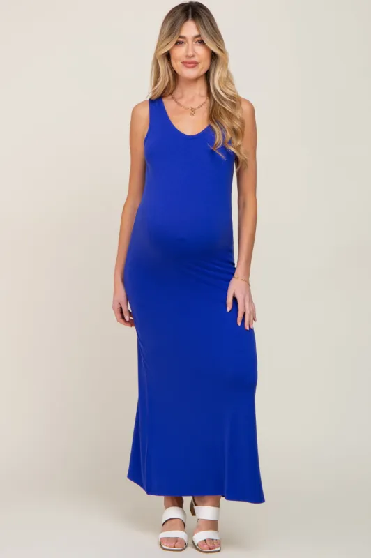 Royal Sleeveless Maternity Maxi Dress sold by Pinkblush