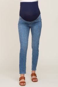 Blue Vintage Wash Maternity Skinny Jeans sold by Pinkblush