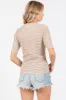 Taupe Striped Short Sleeve Top sold by Pinkblush