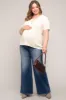 Navy Blue Maternity Plus Wide Leg Jeans sold by Pinkblush