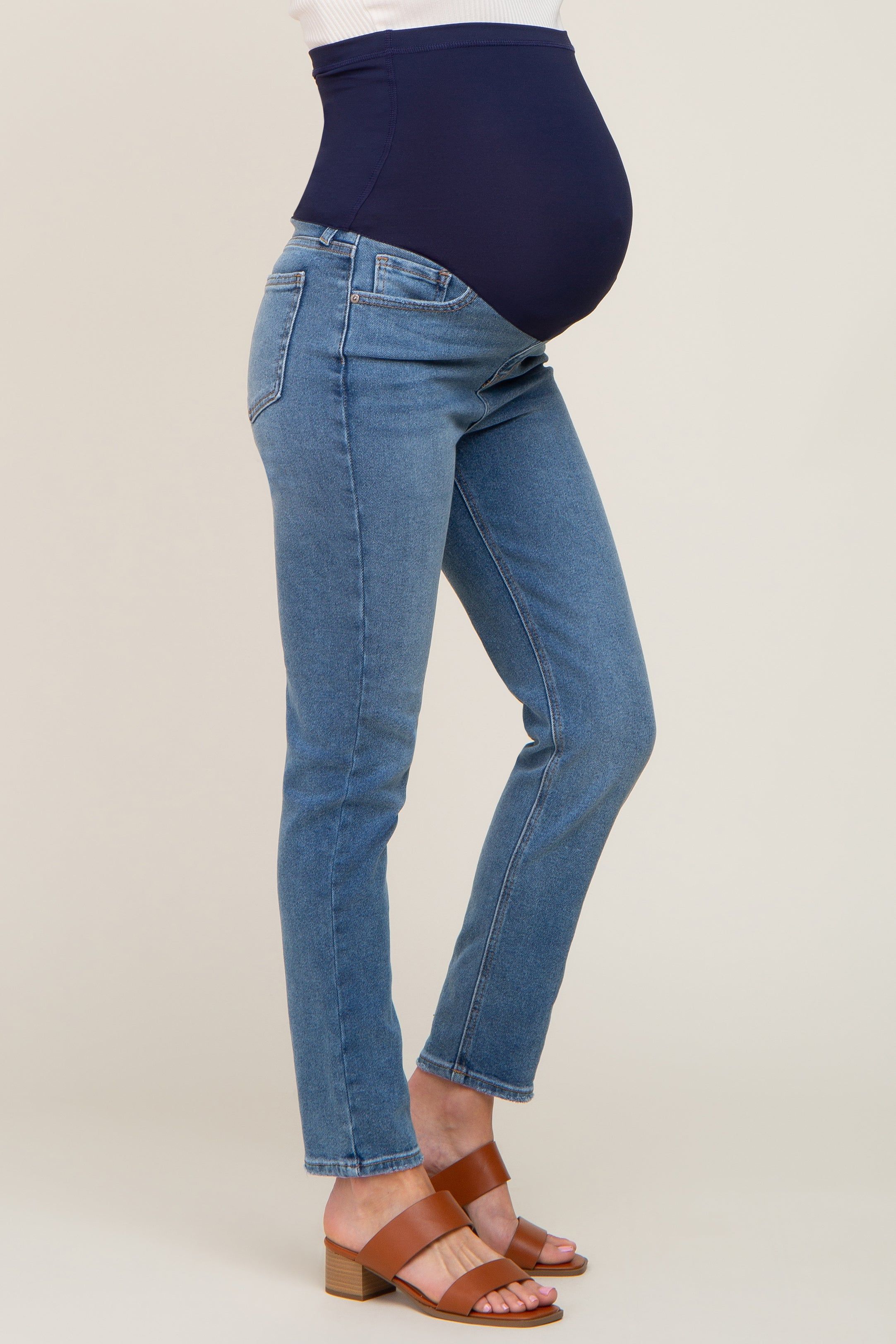 Blue Vintage Wash Maternity Skinny Jeans sold by Pinkblush product image thumbnail 3