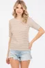 Taupe Striped Short Sleeve Top sold by Pinkblush